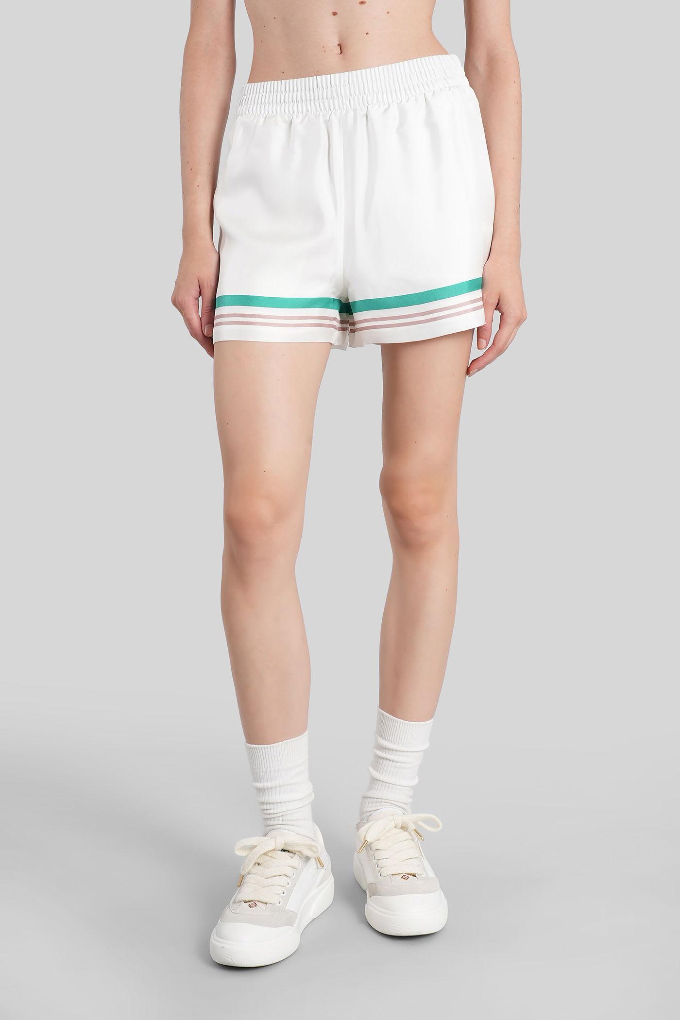 casablanca shorts in white silk