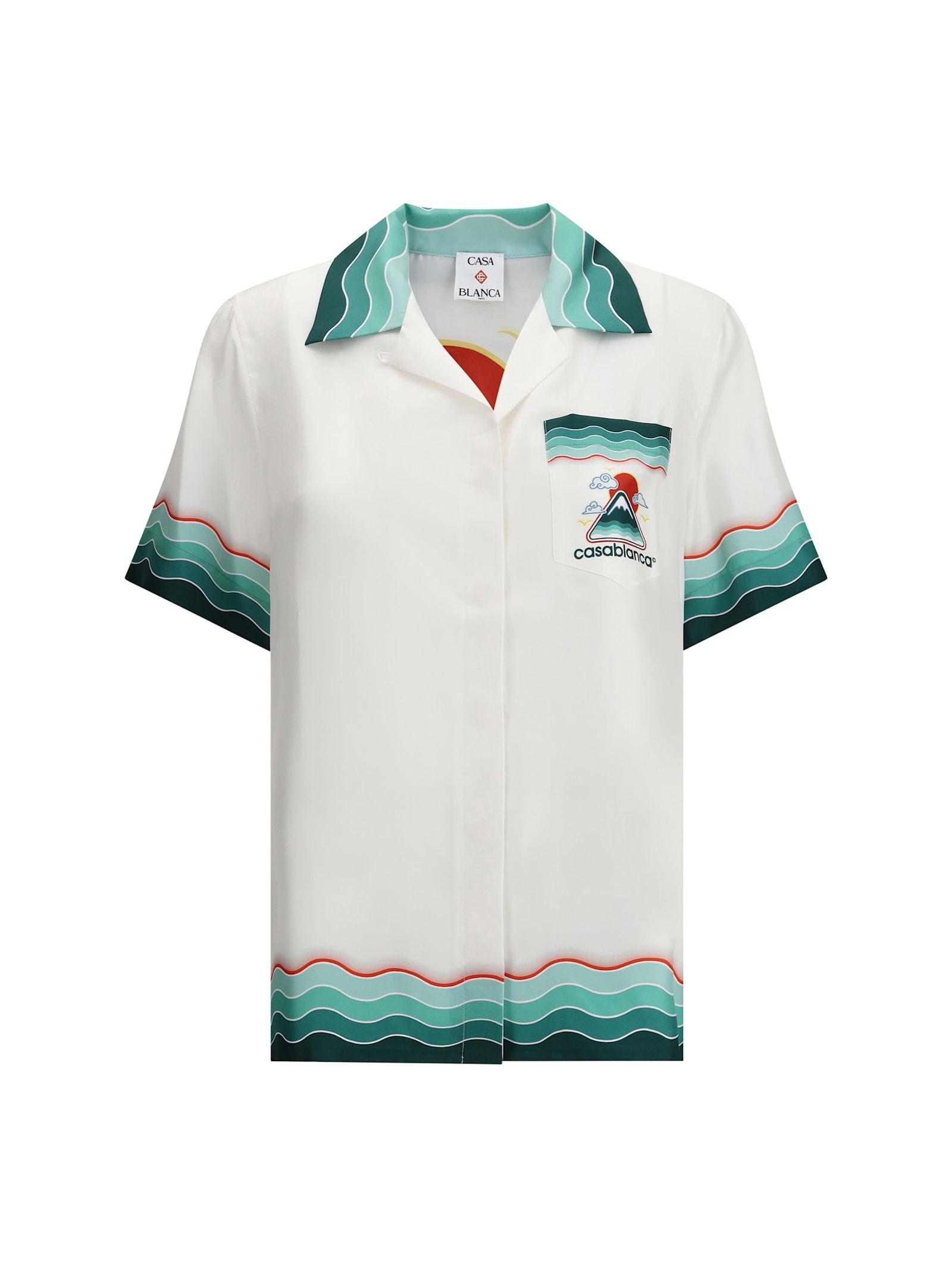 casablanca silk cuban collar short sleeve shirt