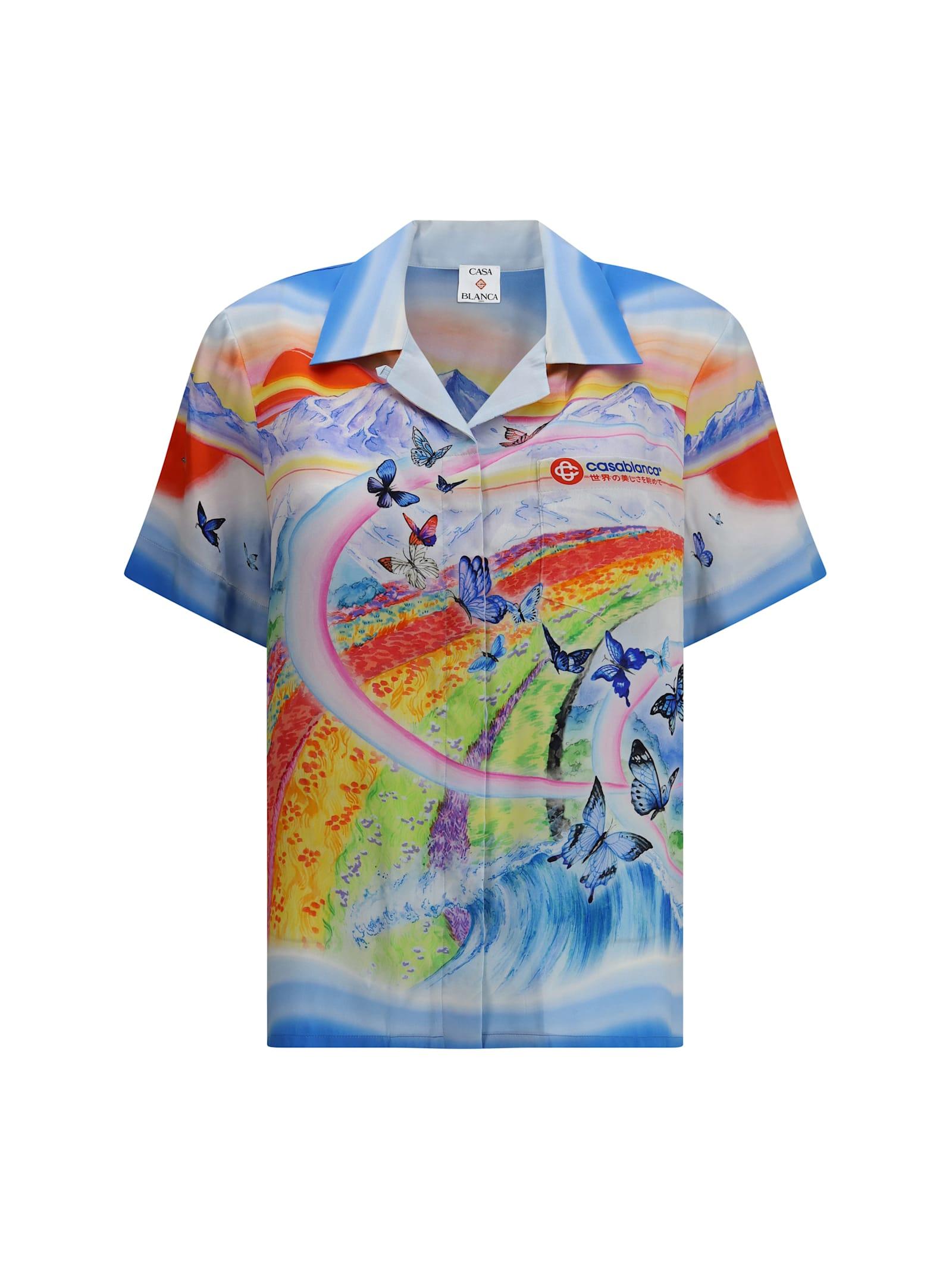 casablanca teacher butterfly landscape short sleeves shirt