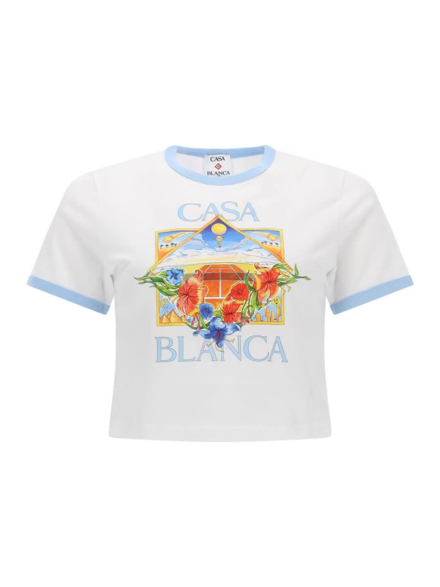 casablanca tennis landscape ringer t-shirt