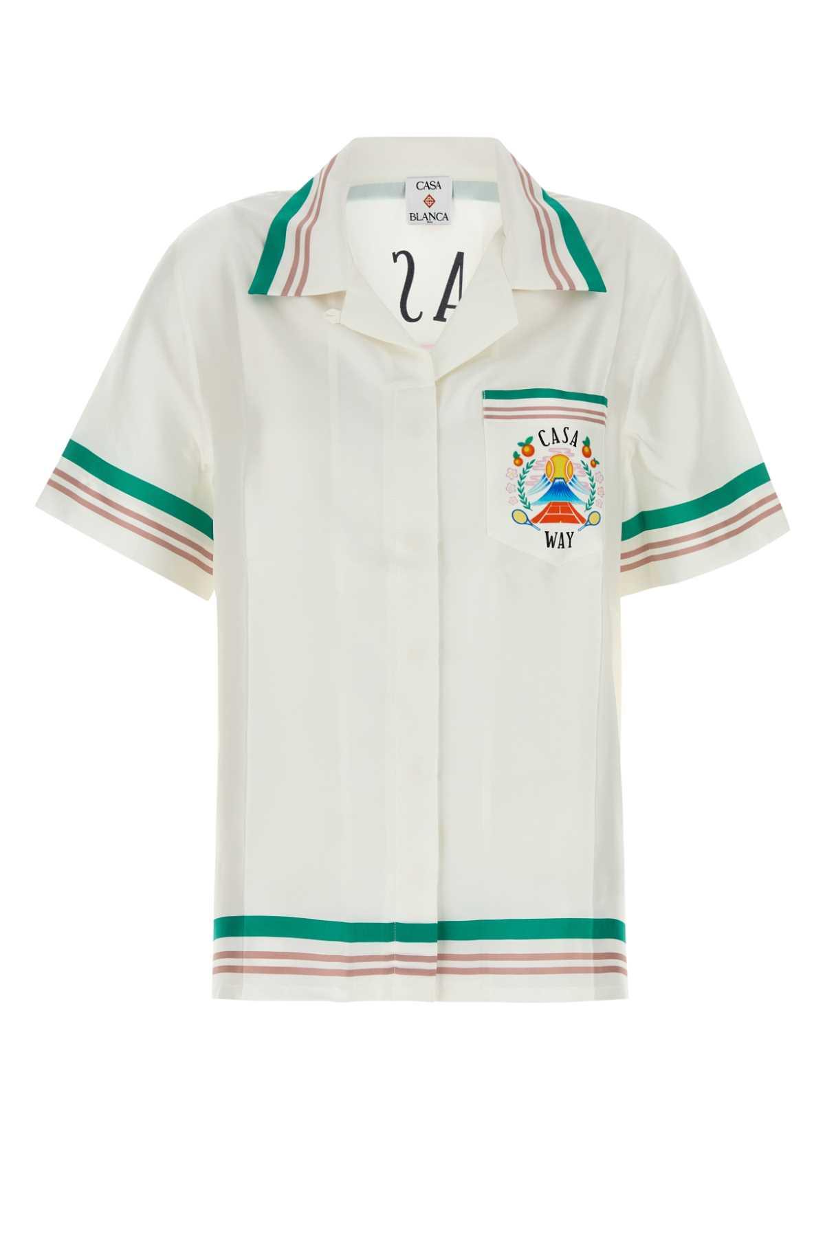 casablanca white satin shirt