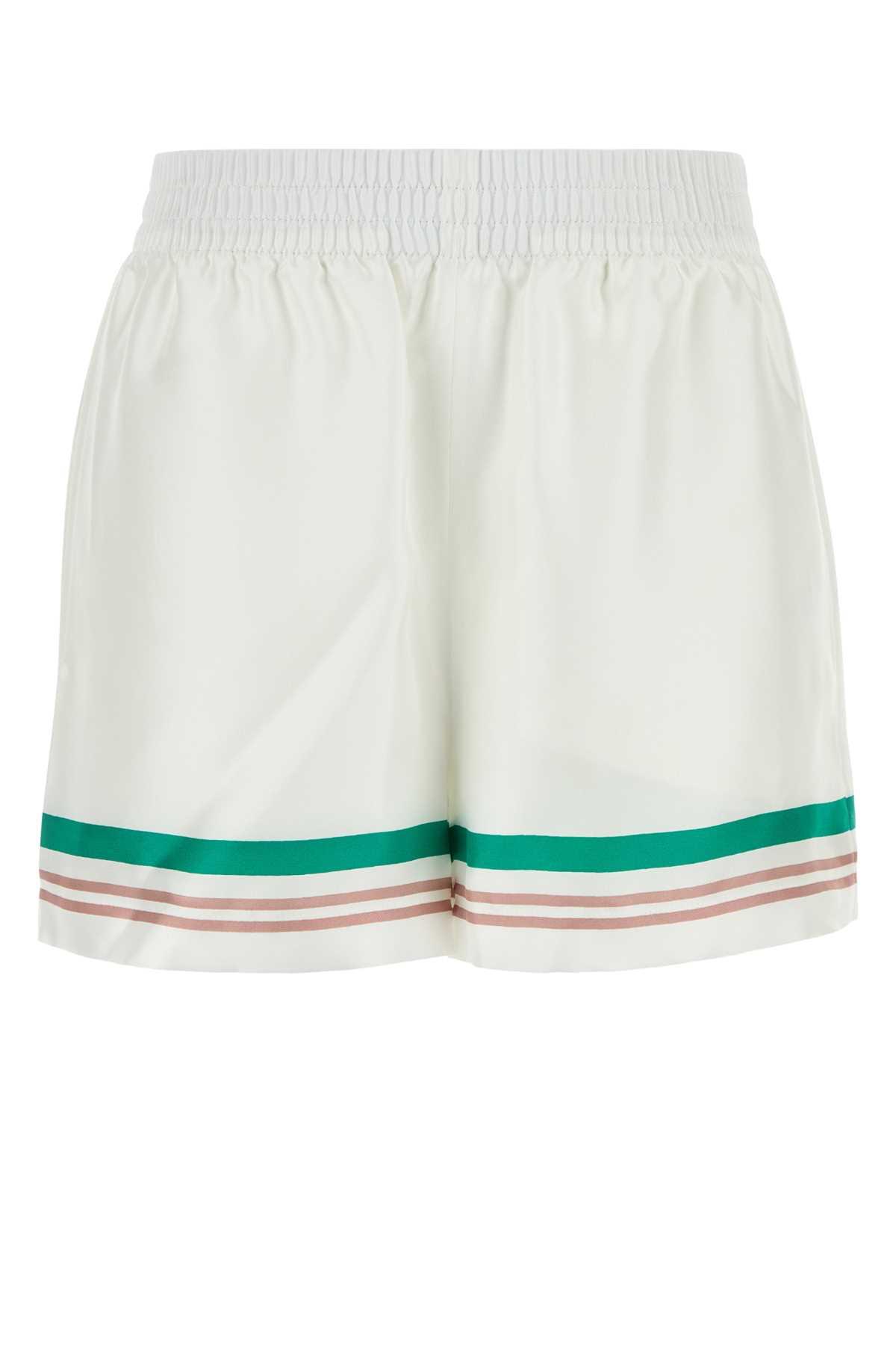 casablanca white satin shorts