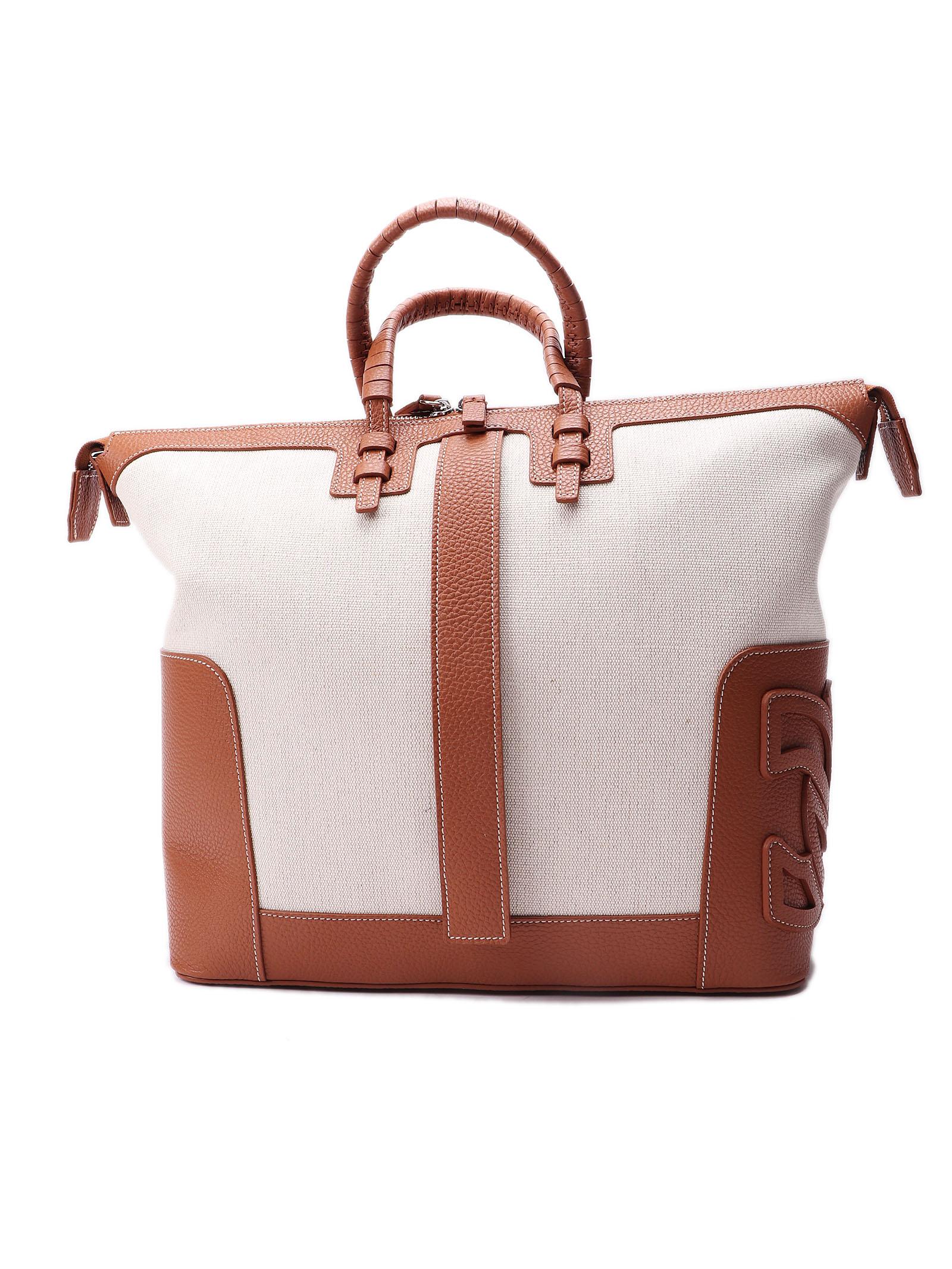 casadei c-style panama brown calf leather bag - women