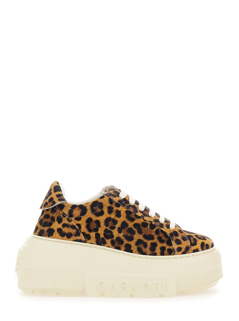 casadei leopard leather nexus platform sneakers