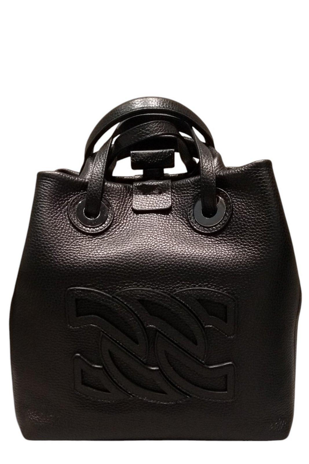 casadei logo patch top handle bag