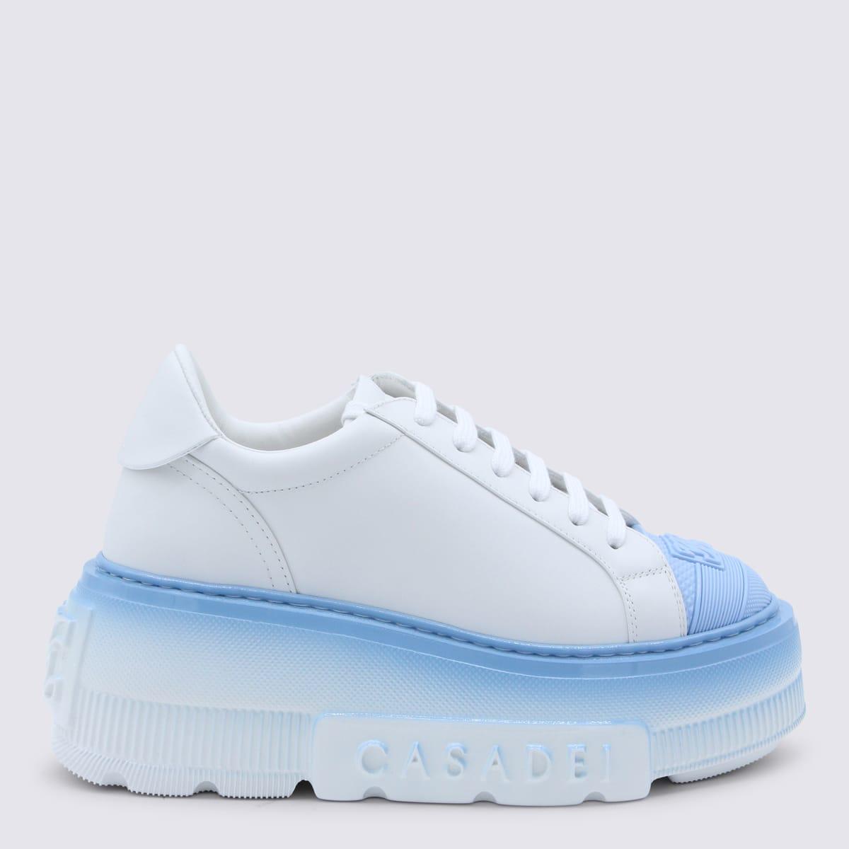 casadei white and light blue leather nexus tiffany sneakers