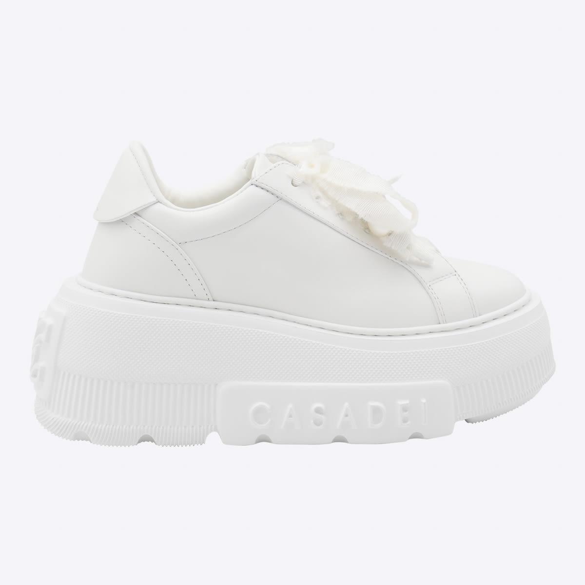casadei white leather nexus sneakers