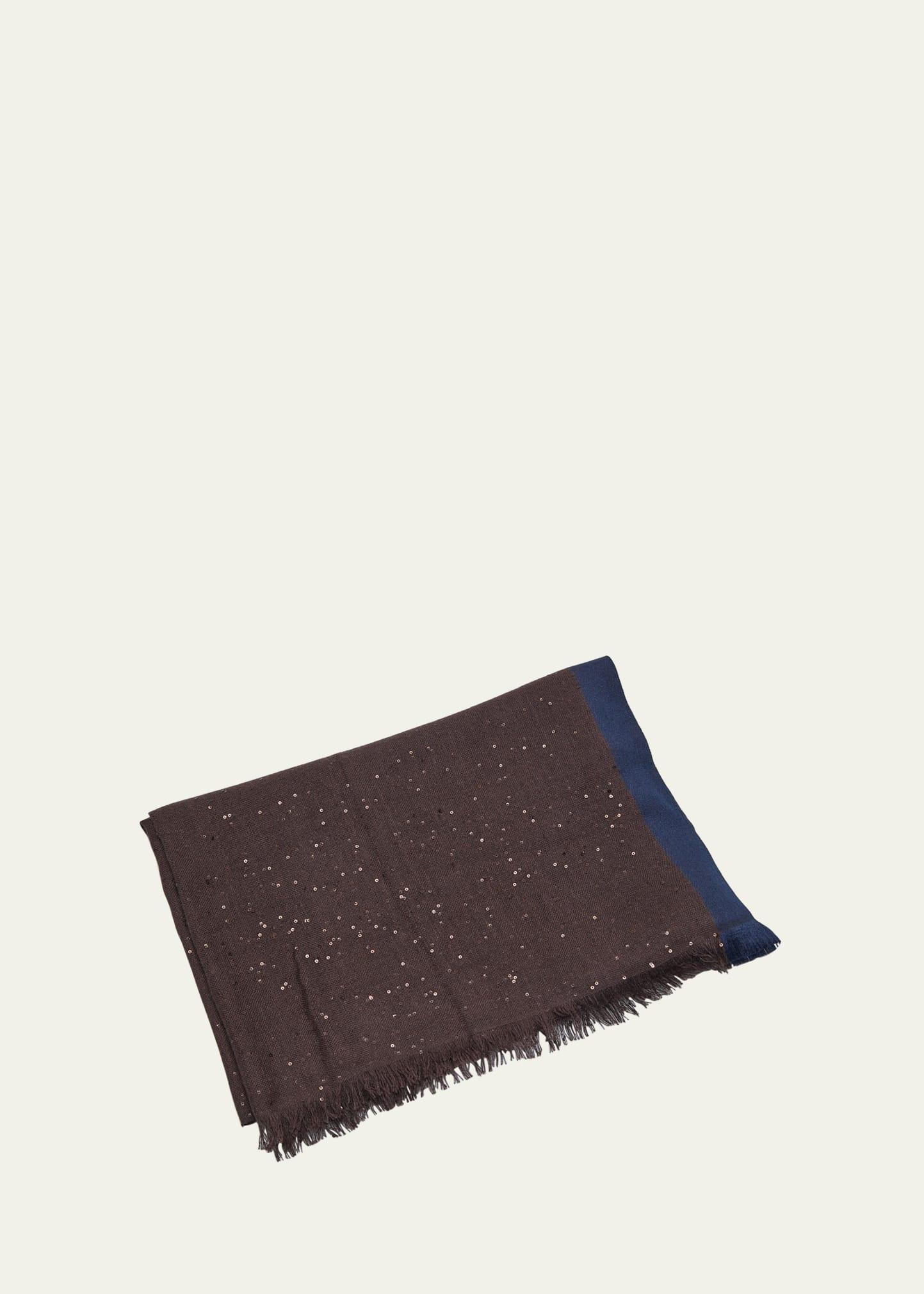 cashmere & silk micro paillette colorblock scarf