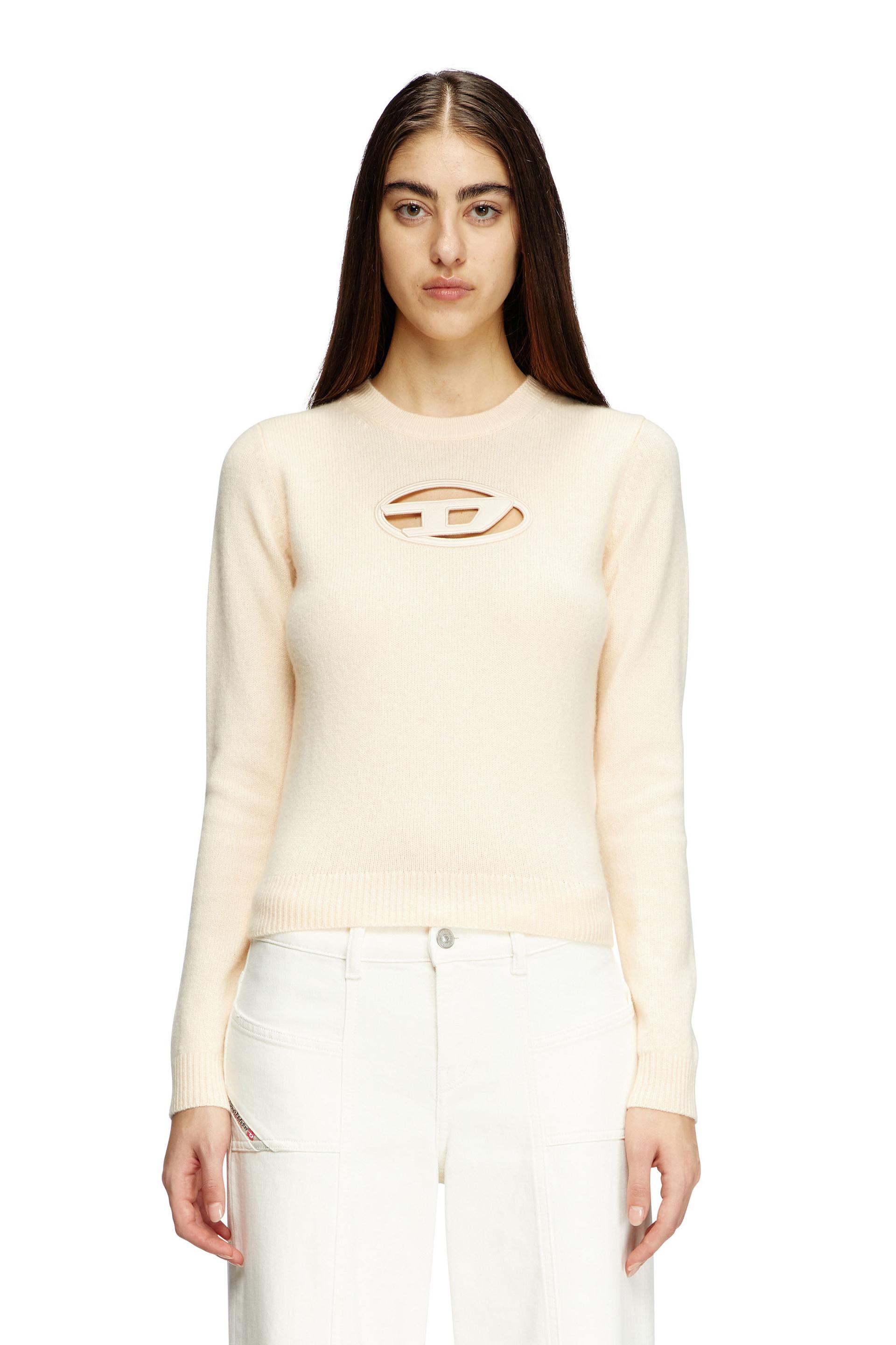 cashmere-blend jumper with cut-out logo