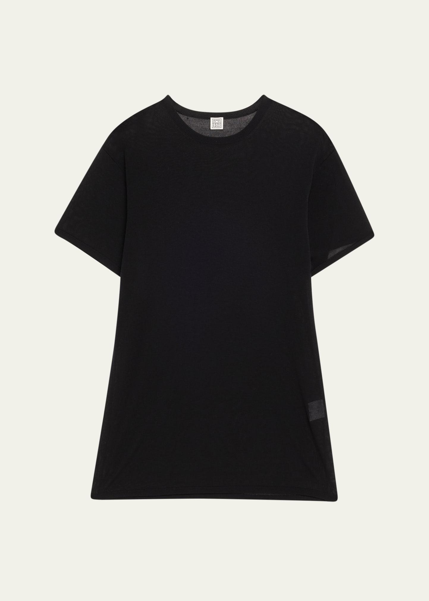 cashmere-blend short-sleeve knit t-shirt