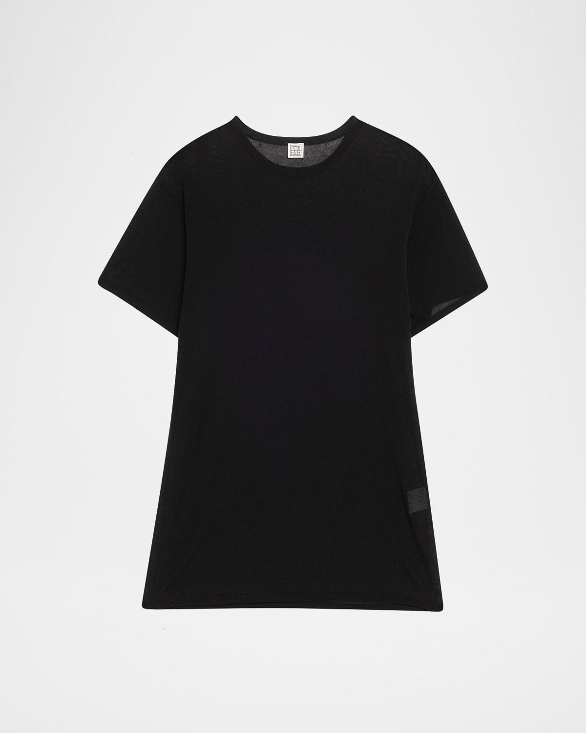 cashmere-blend short-sleeve knit t-shirt