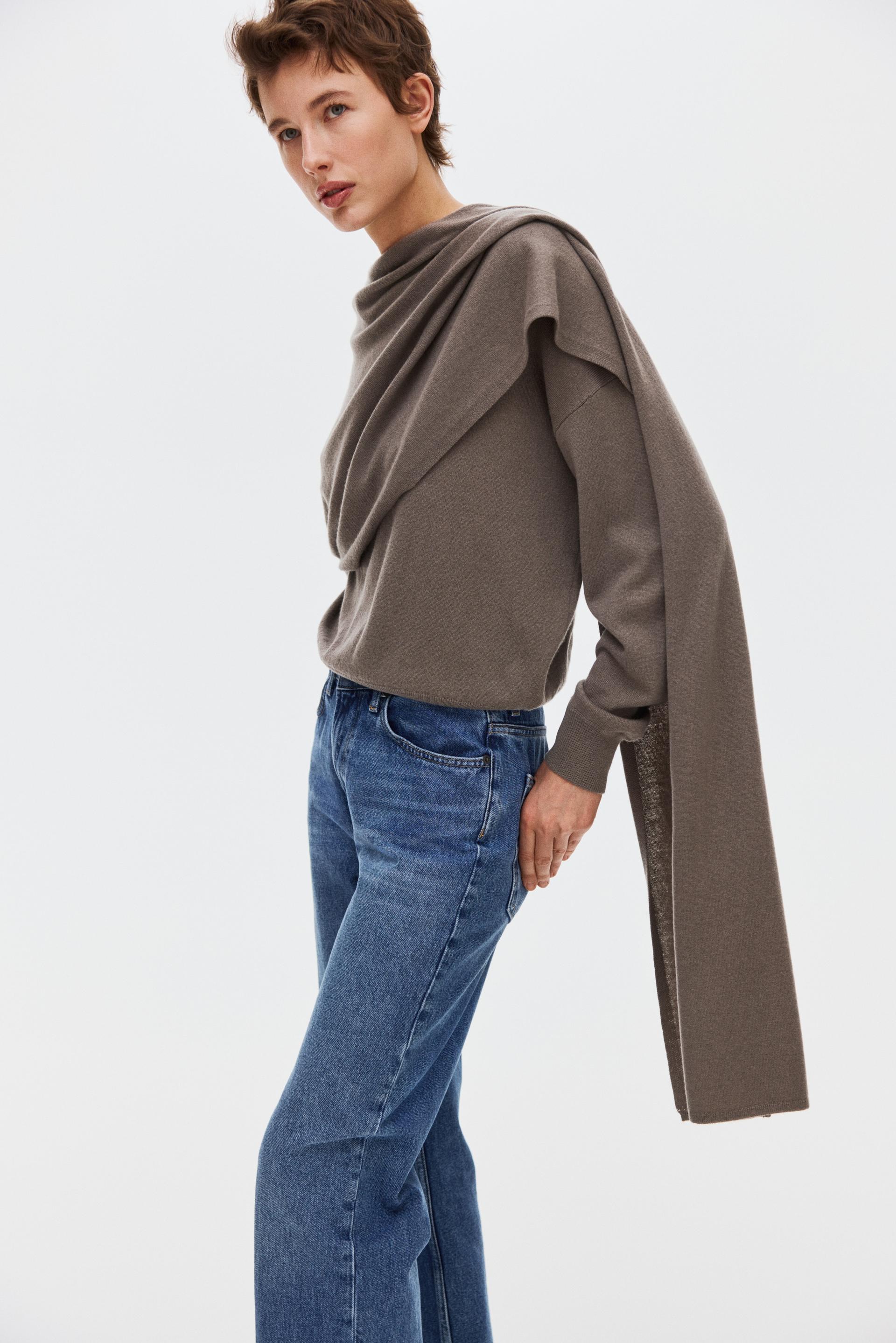 cashmere-blend sweater with scarf detail