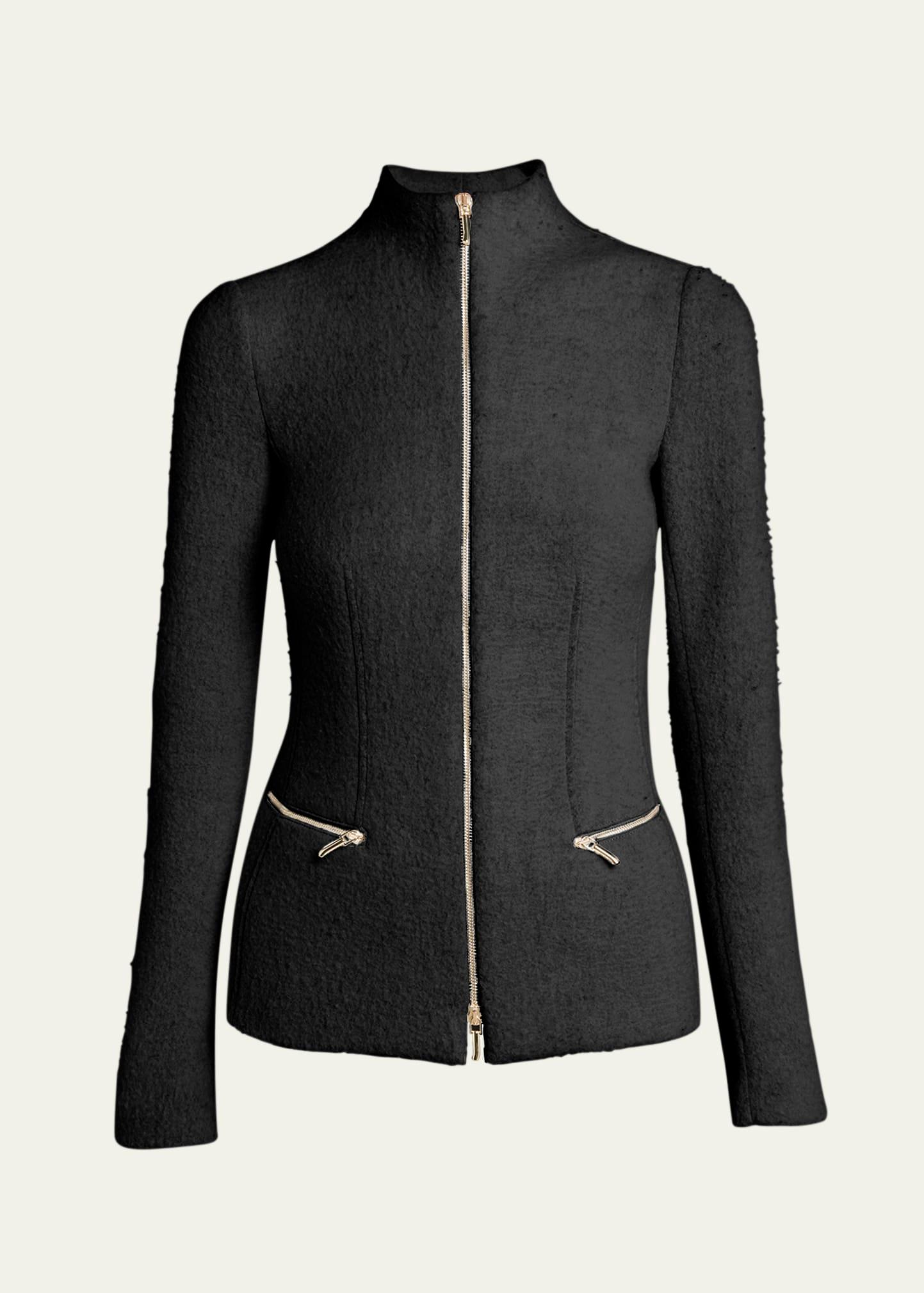 cashmere-blend zip-front knit jacket