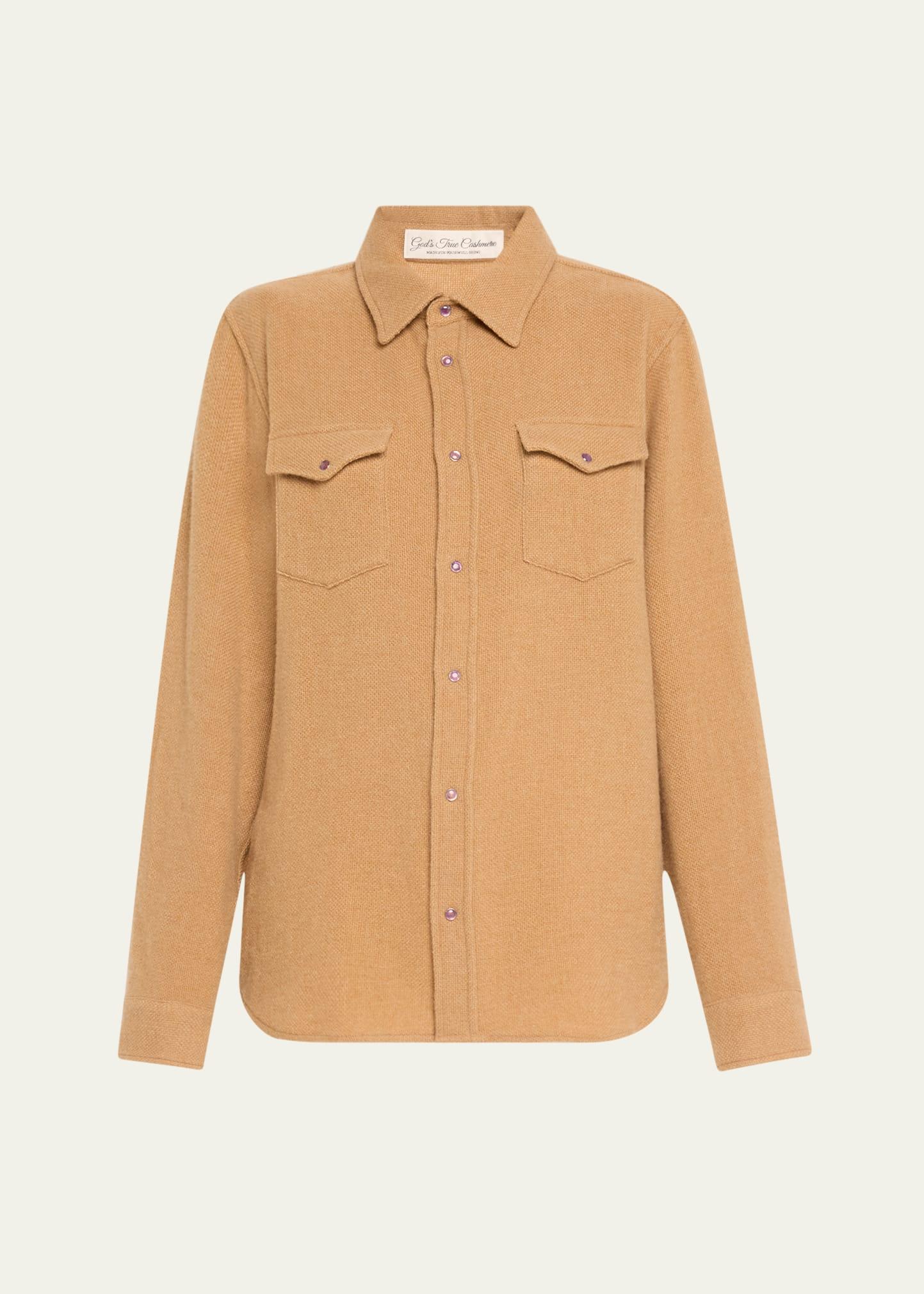cashmere button-front shirt