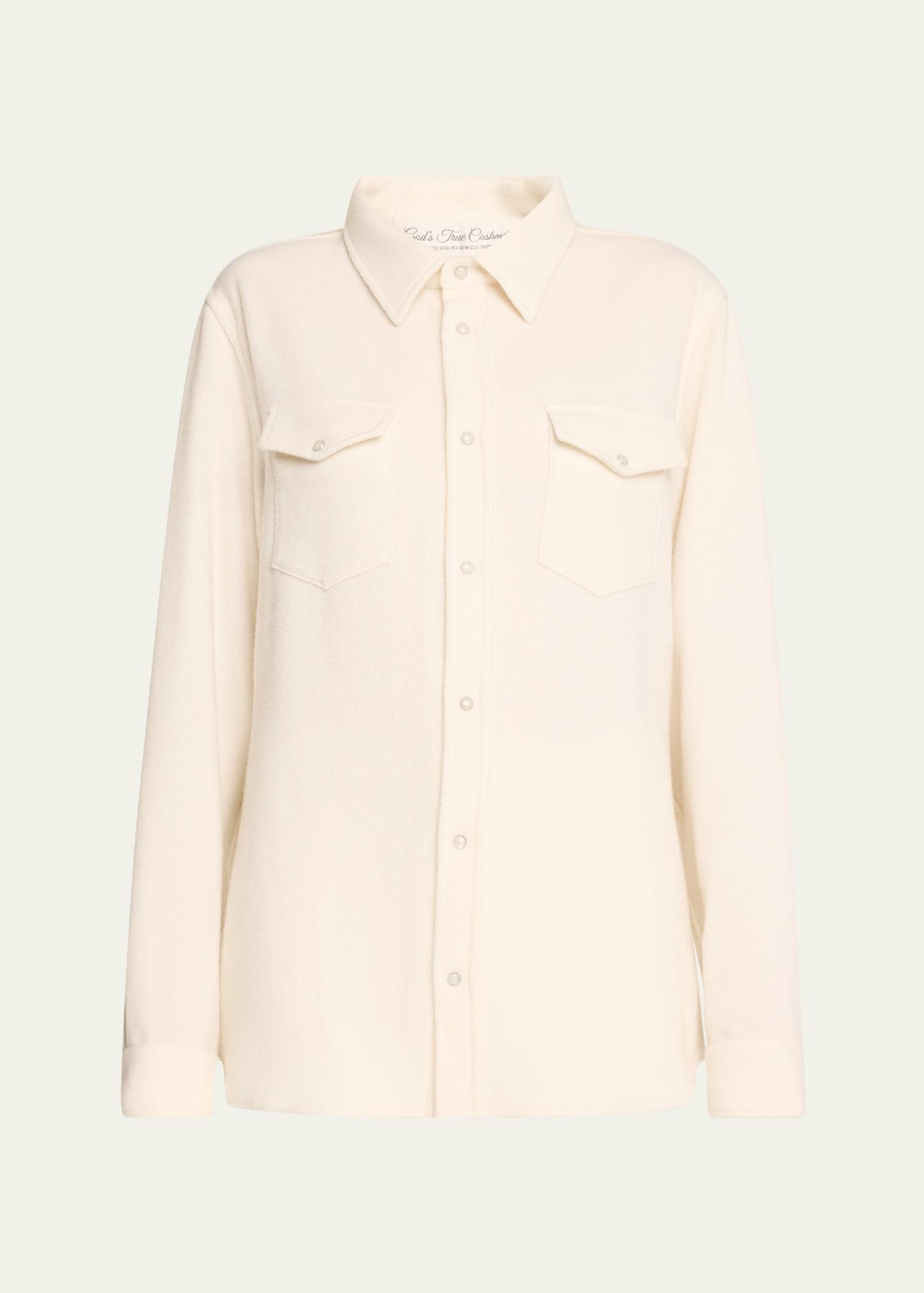 cashmere button-front shirt
