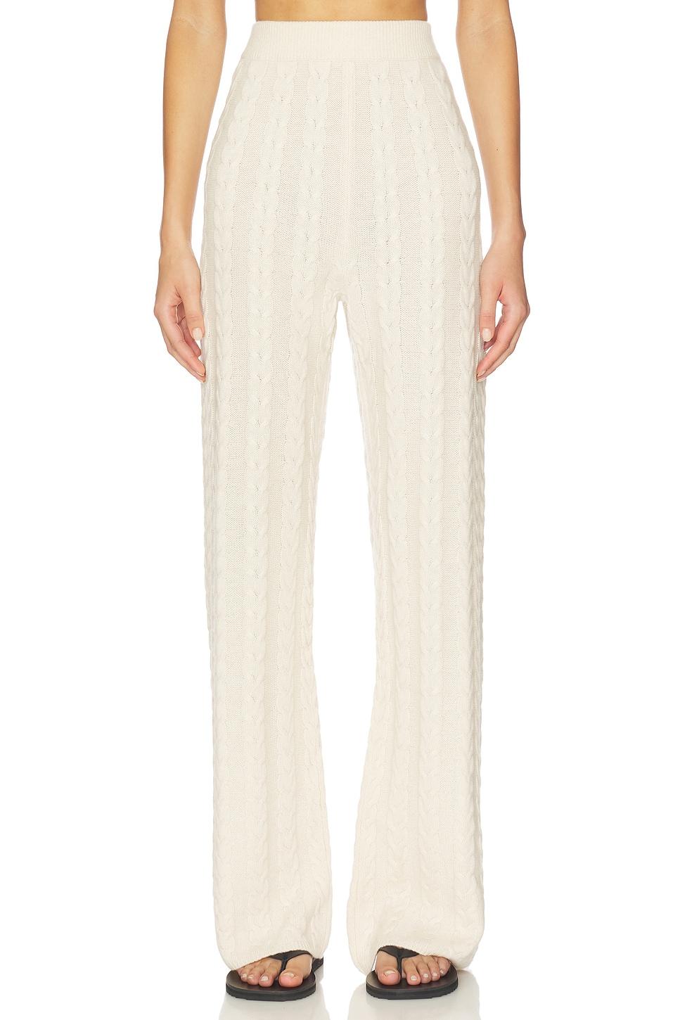 cashmere cable straight leg pant