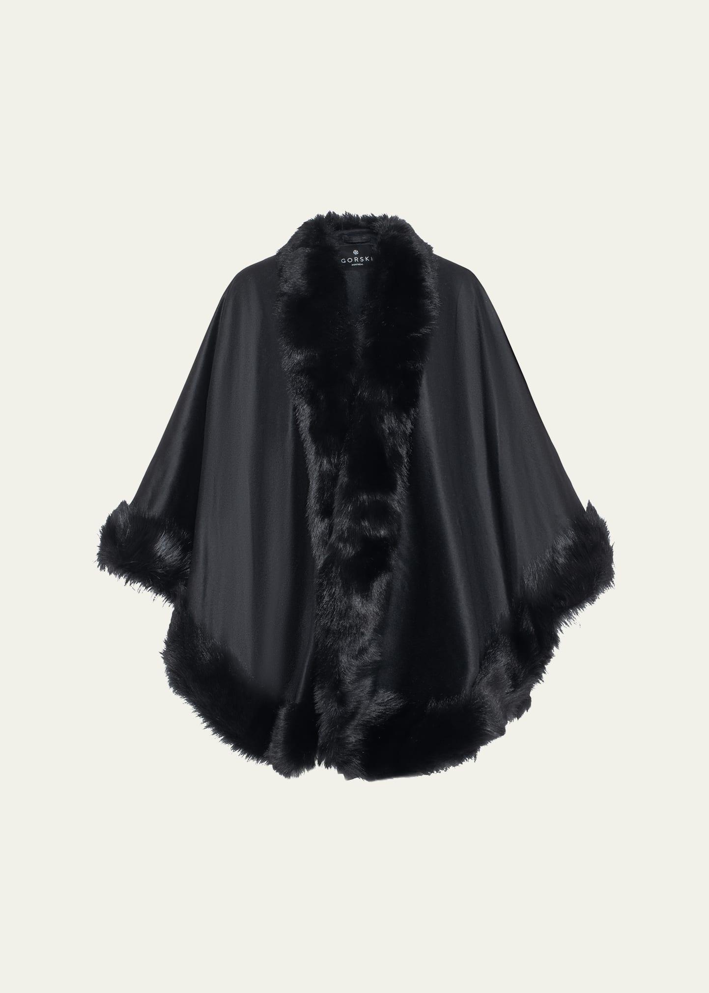 cashmere cape with toscana shearling lamb trim