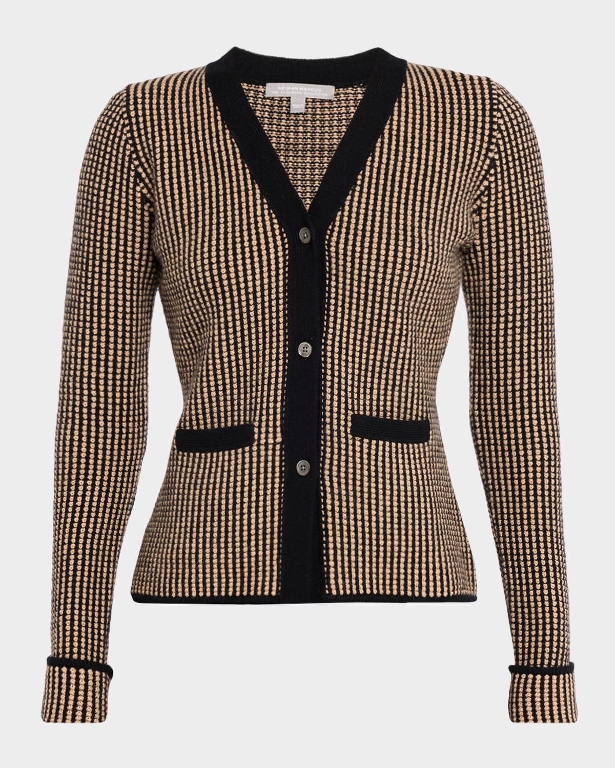 cashmere contrast pique knit jacket