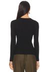 cashmere cotton pointelle long sleeve crew