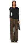 cashmere cotton pointelle long sleeve crew