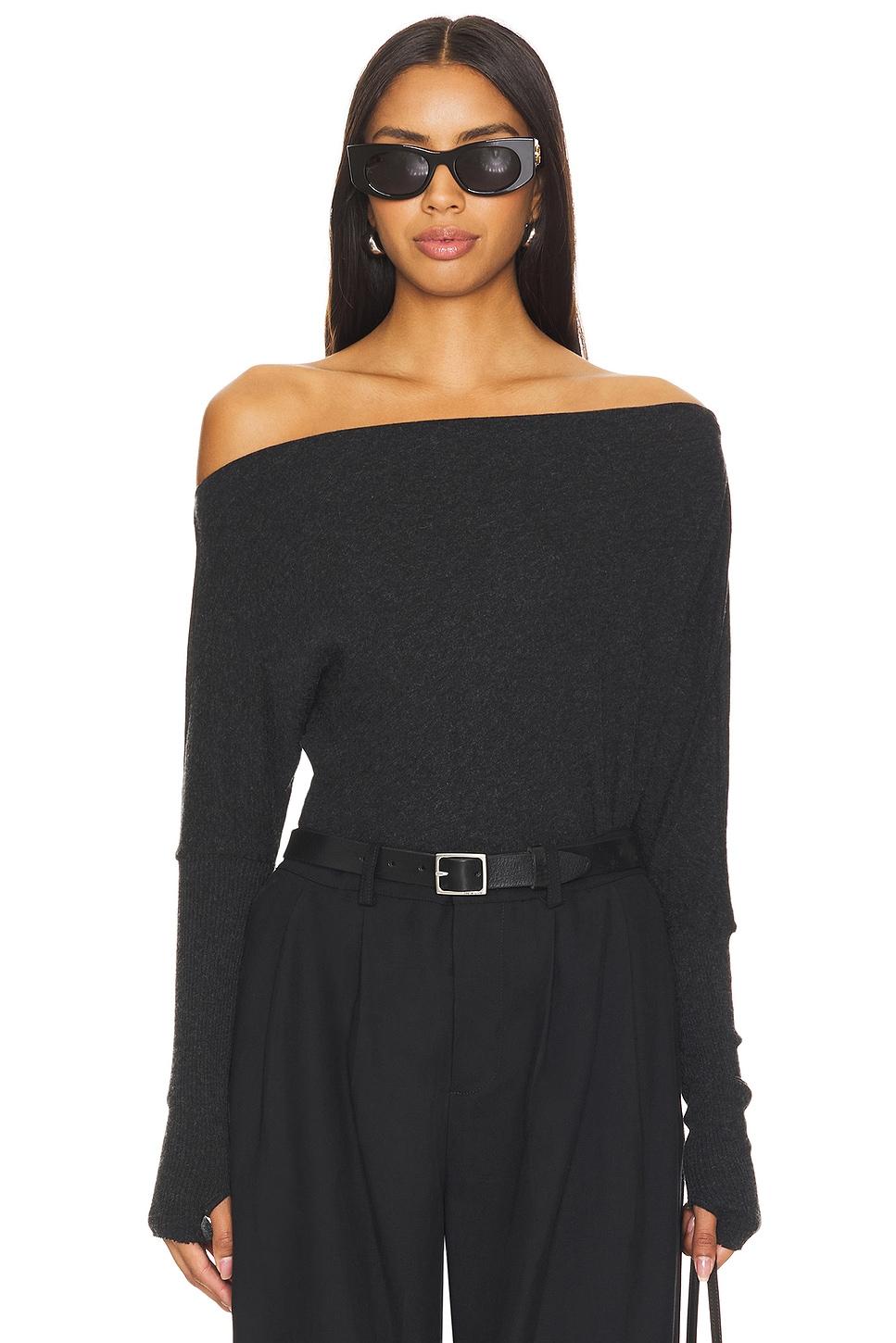 cashmere cuffed off-shoulder long sleeve