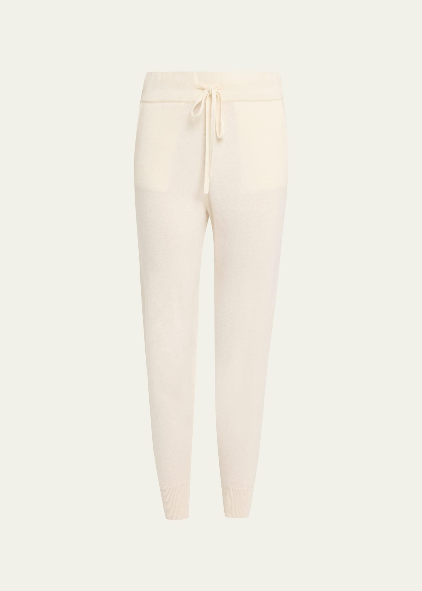 cashmere drawstring sweatpants with ribbed ankle cuffs