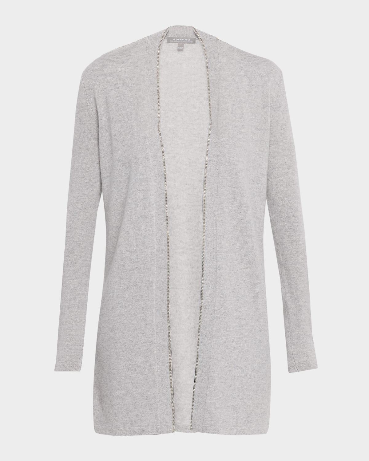 cashmere duster cardigan with chain detail