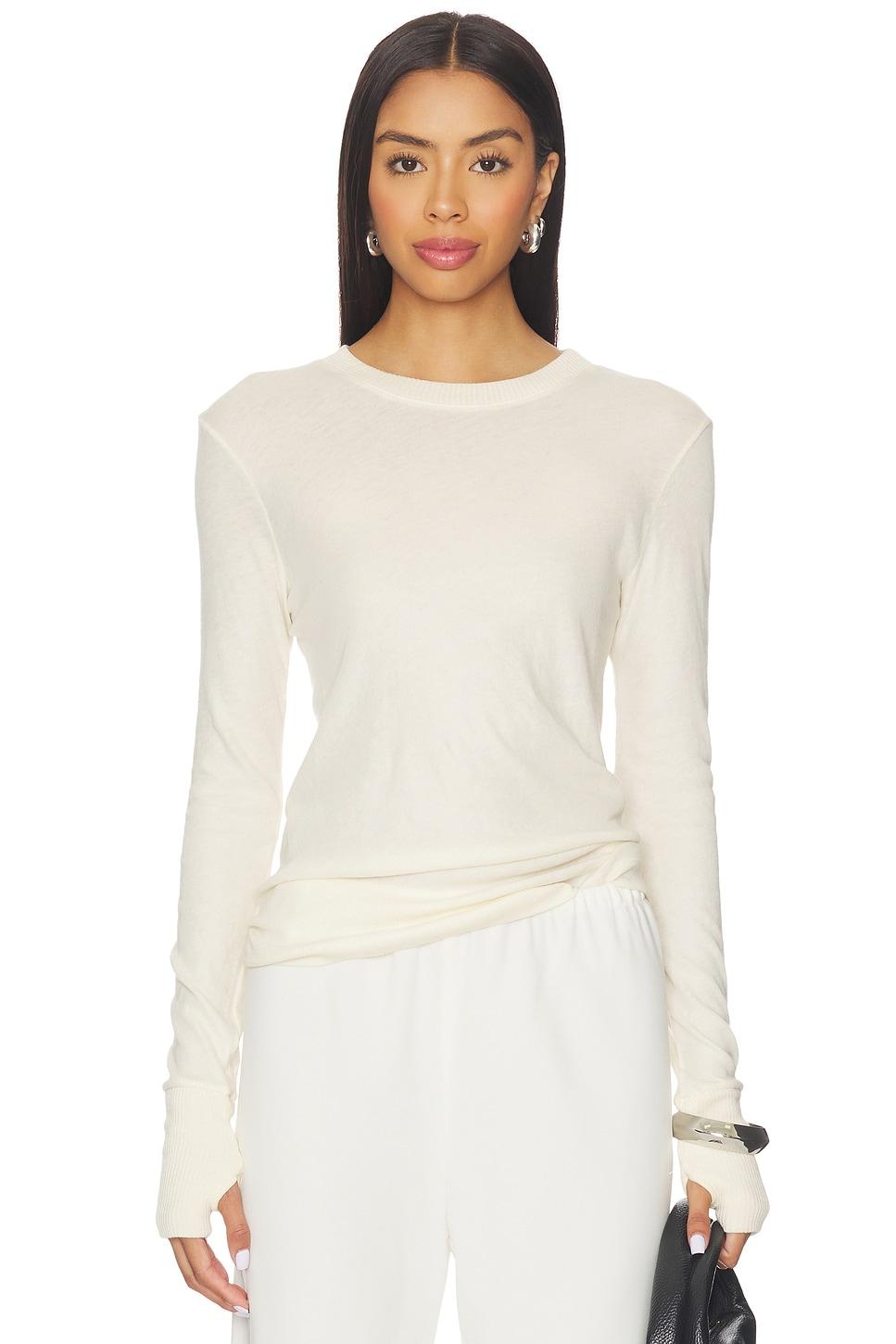 cashmere easy cuffed crew top