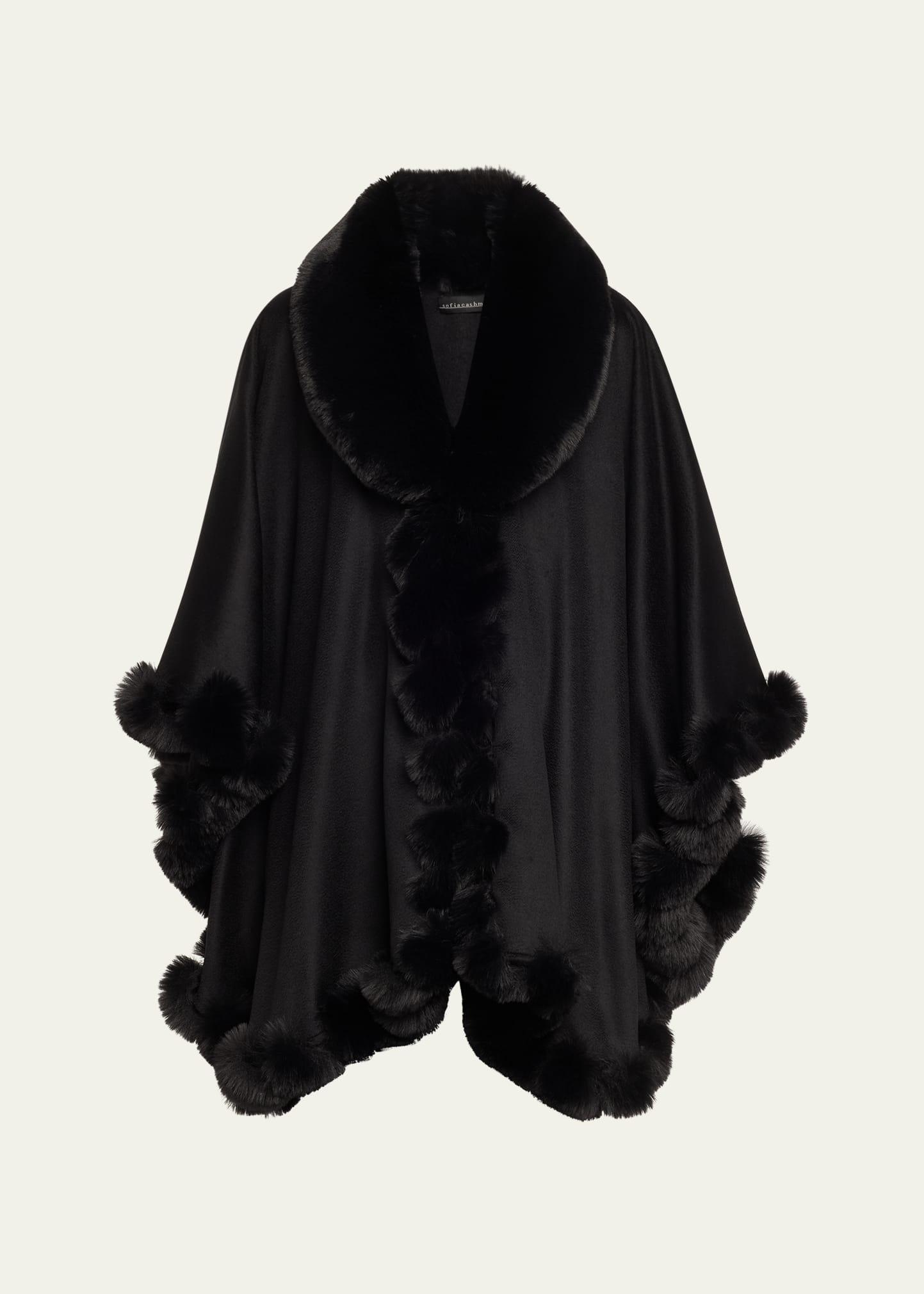 cashmere faux fur trim cape