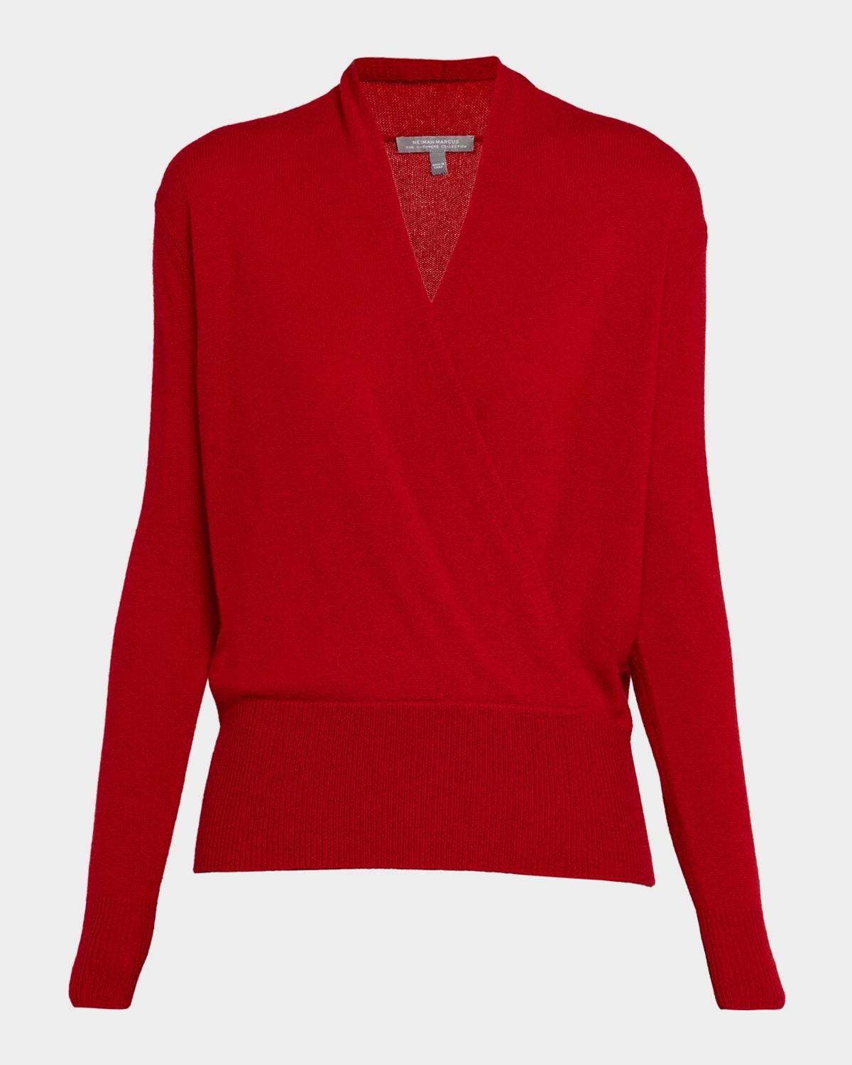 cashmere faux wrap sweater