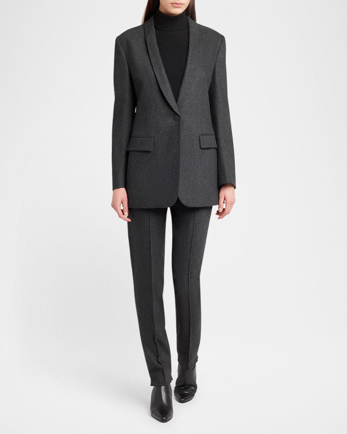 cashmere flannel single-breasted blazer