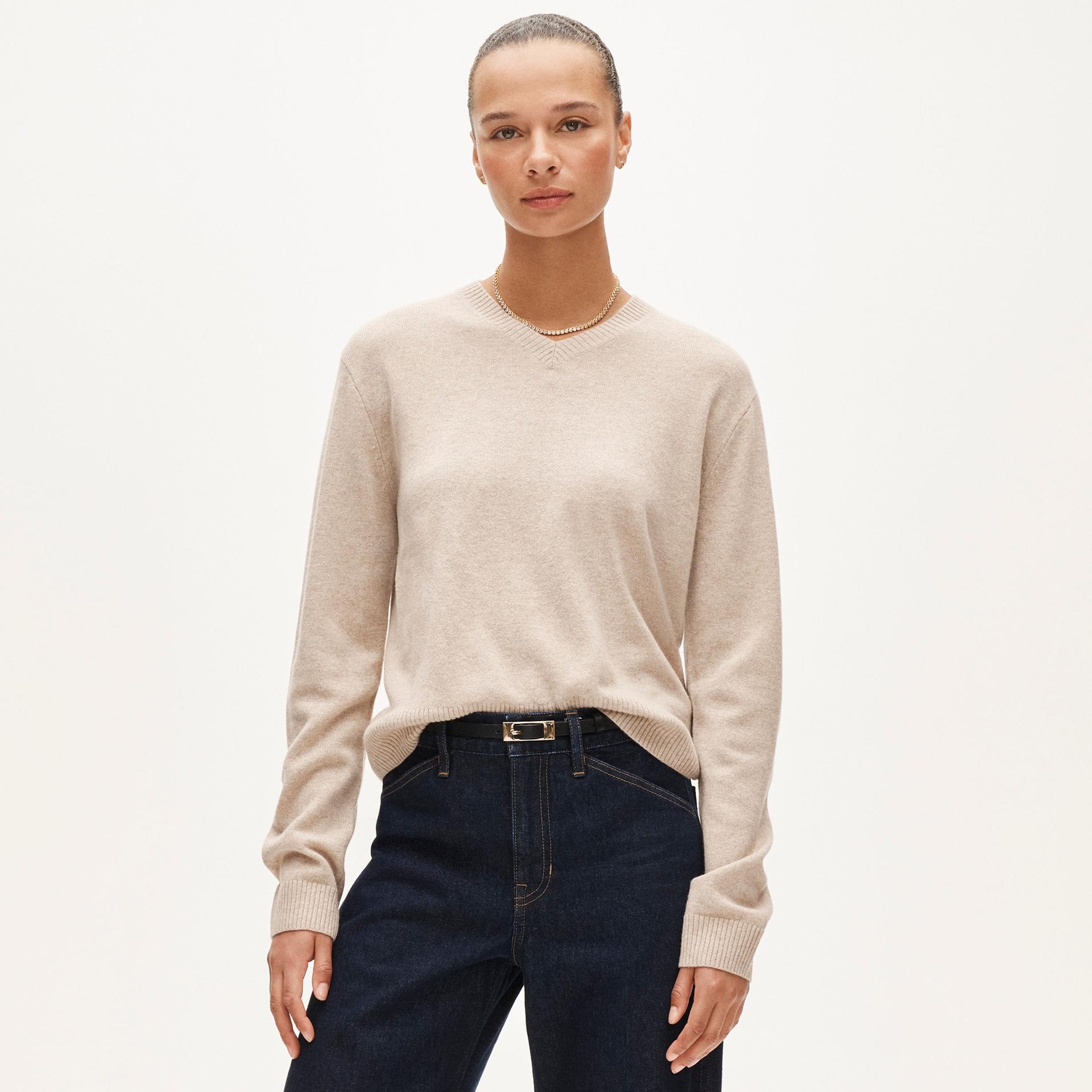 cashmere high v-neck sweater