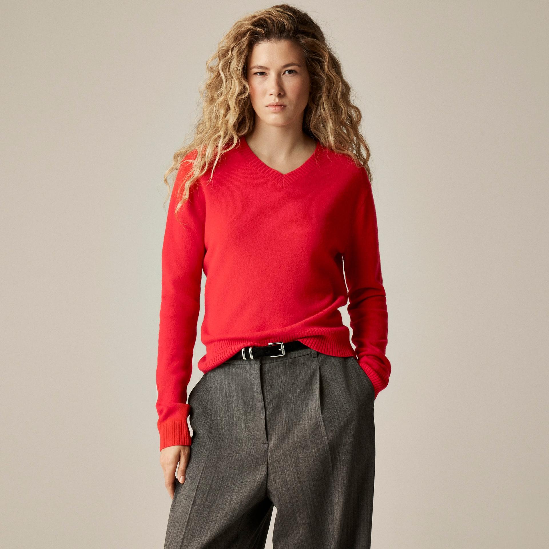 cashmere high v-neck sweater