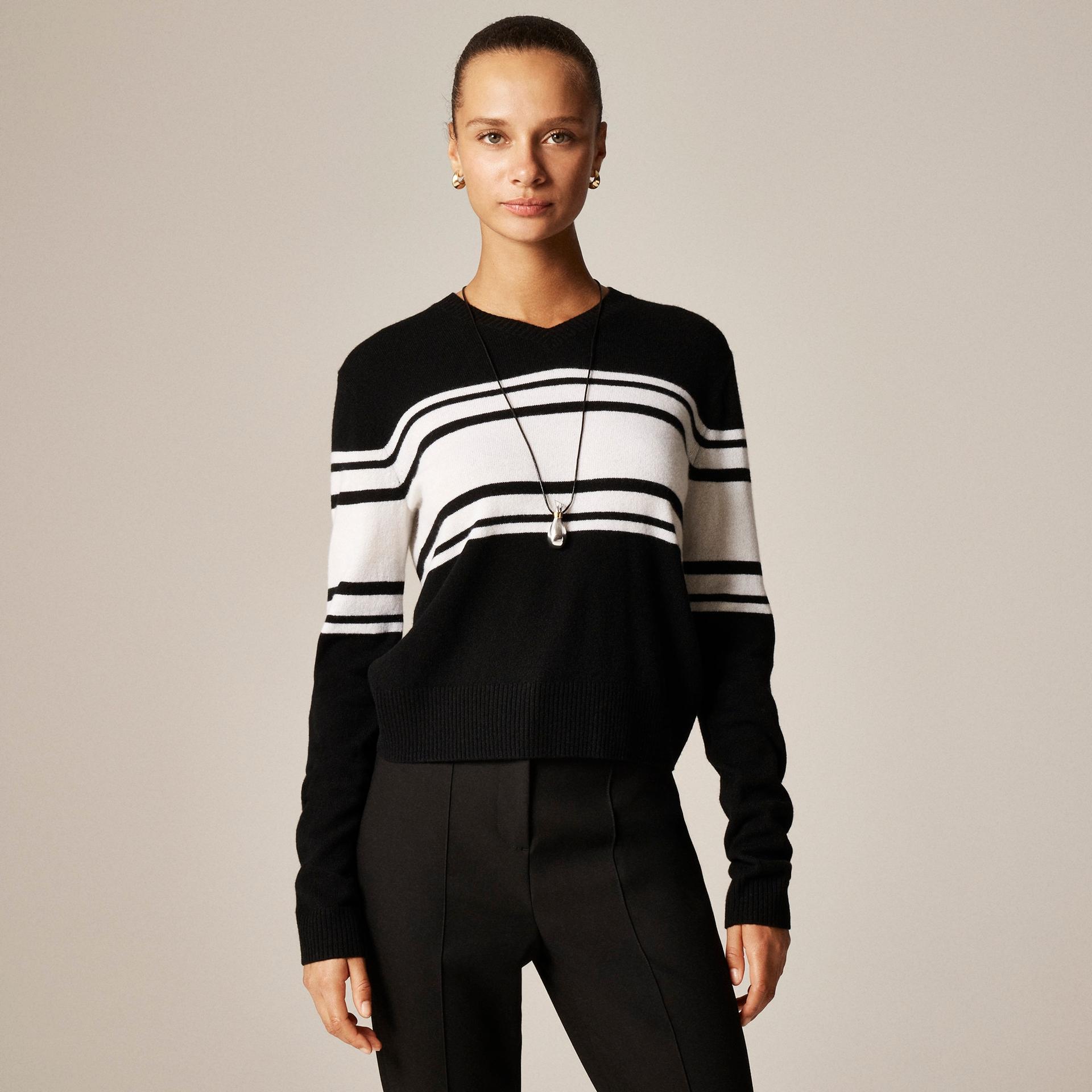 cashmere high v-neck sweater