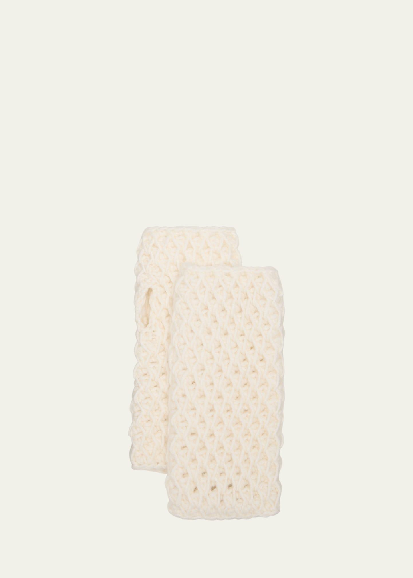 cashmere honeycomb crochet fingerless gloves