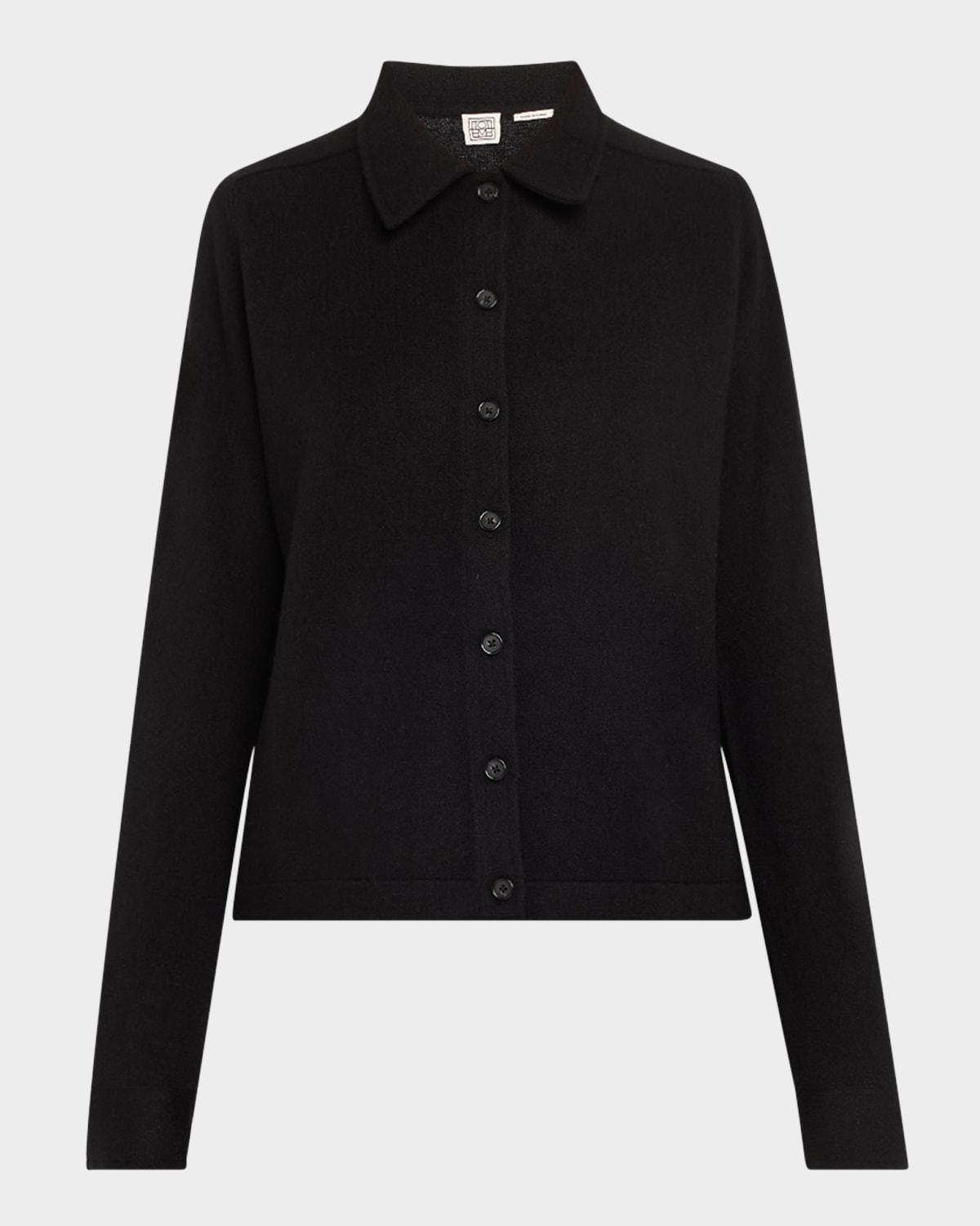 cashmere knit button-front cardigan