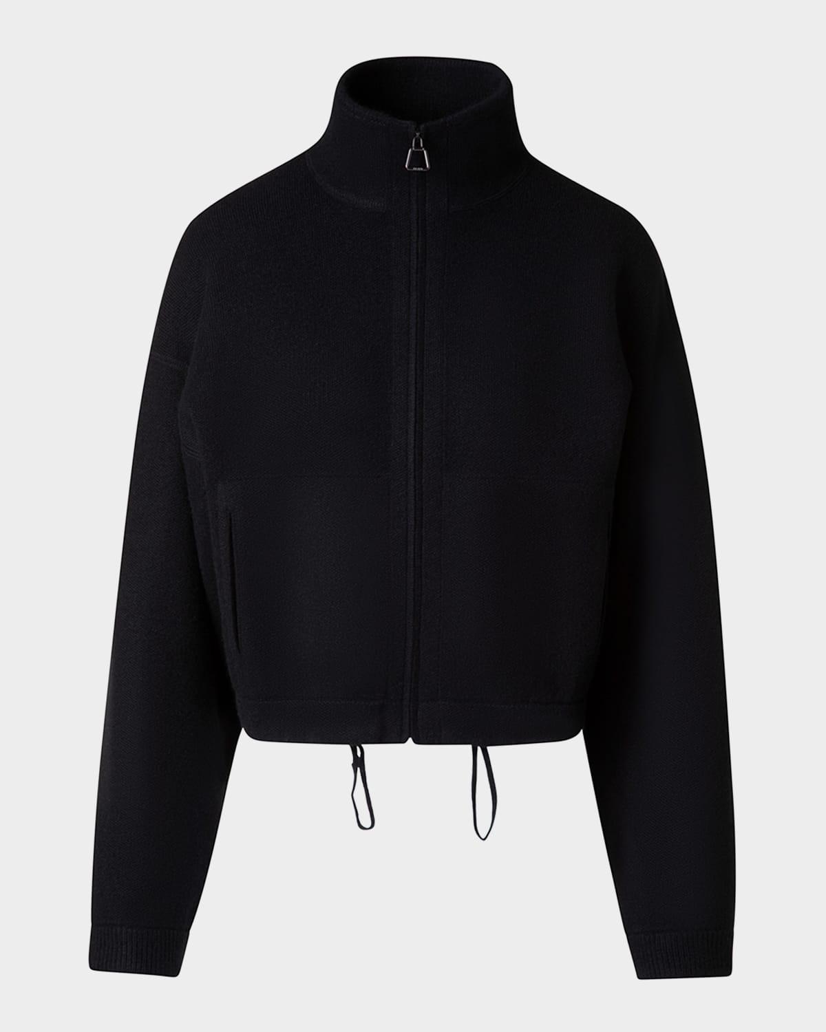 cashmere knit short zip cardigan