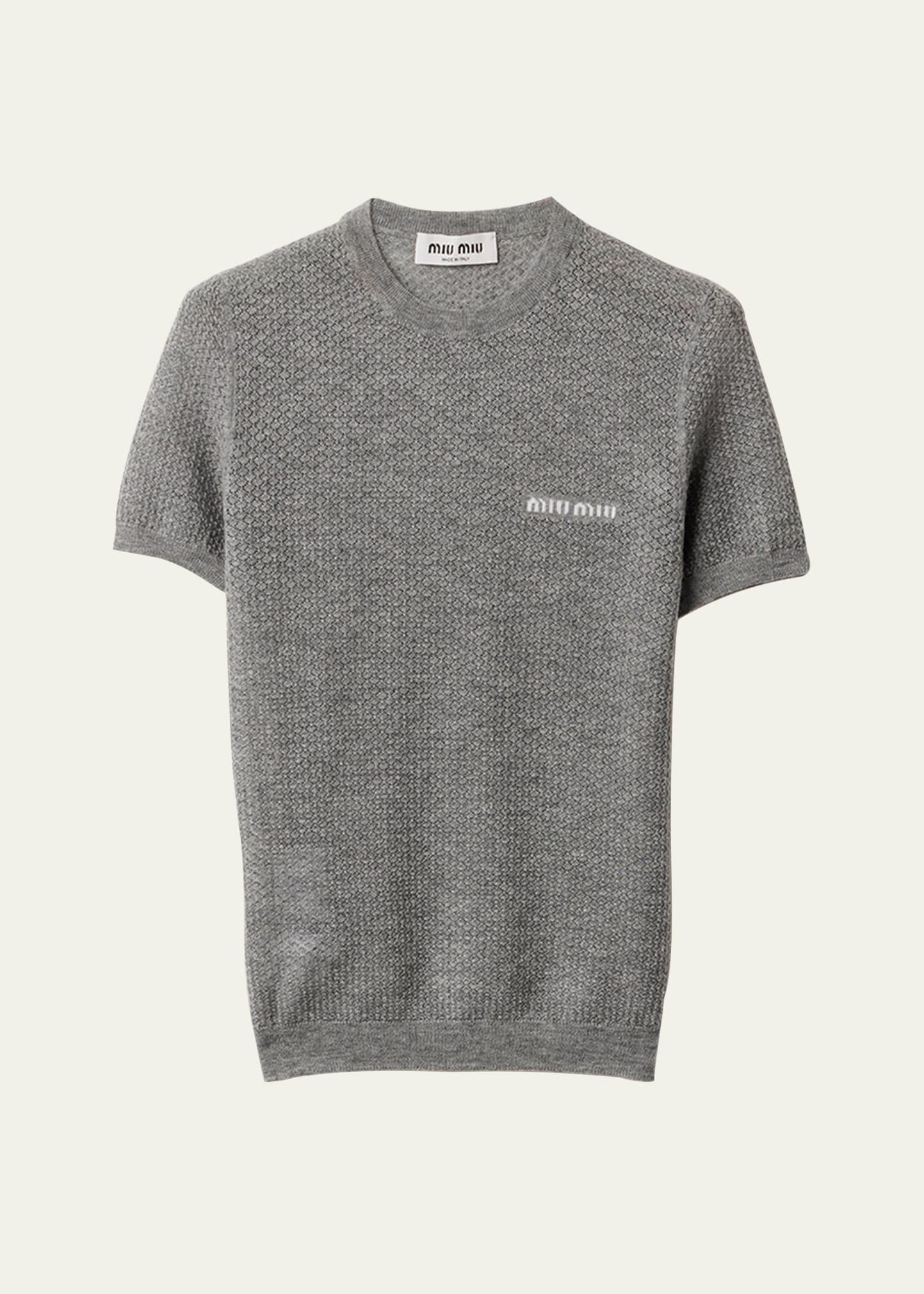 cashmere lacy short-sleeve sweater