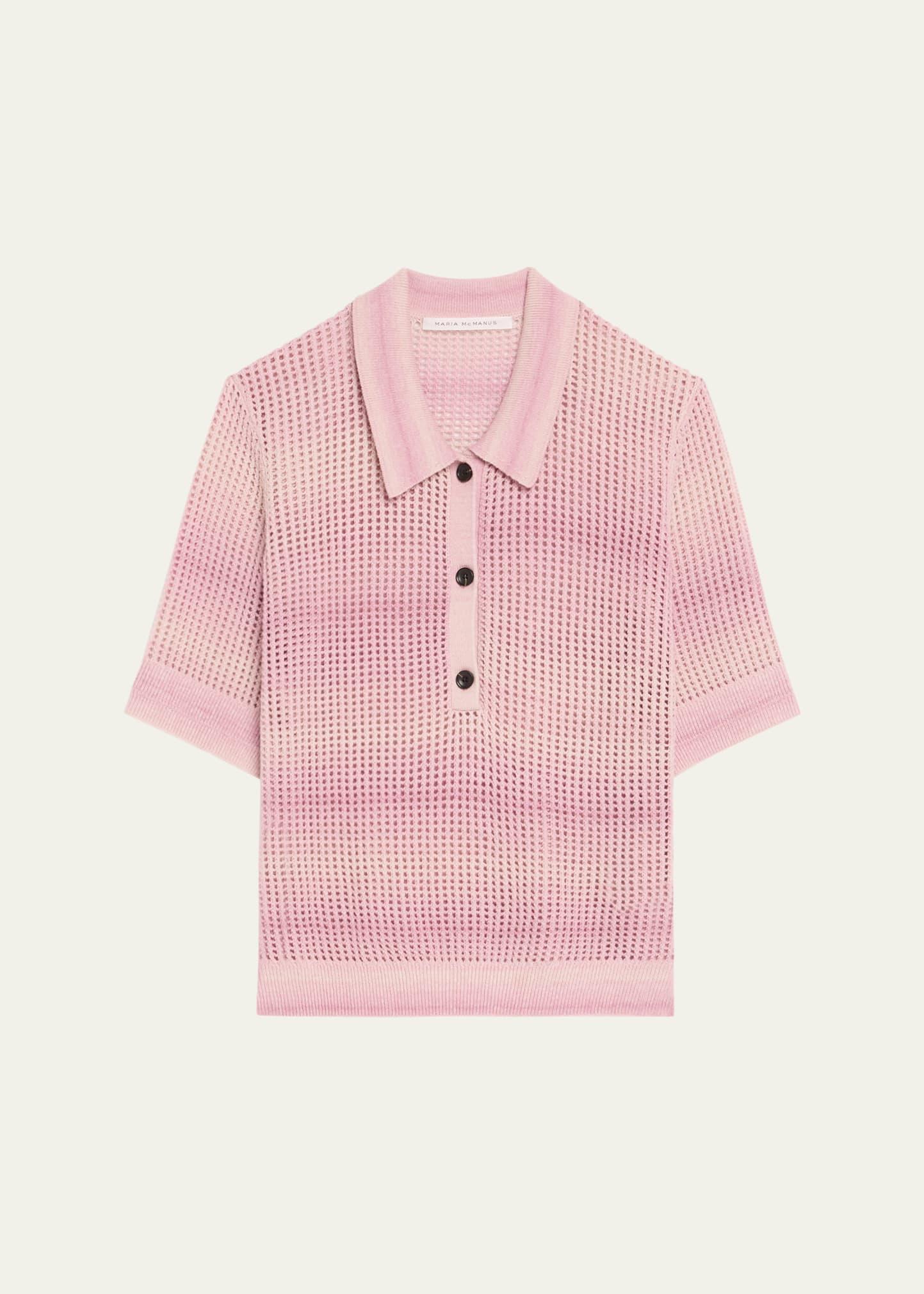 cashmere mesh shrunken polo shirt