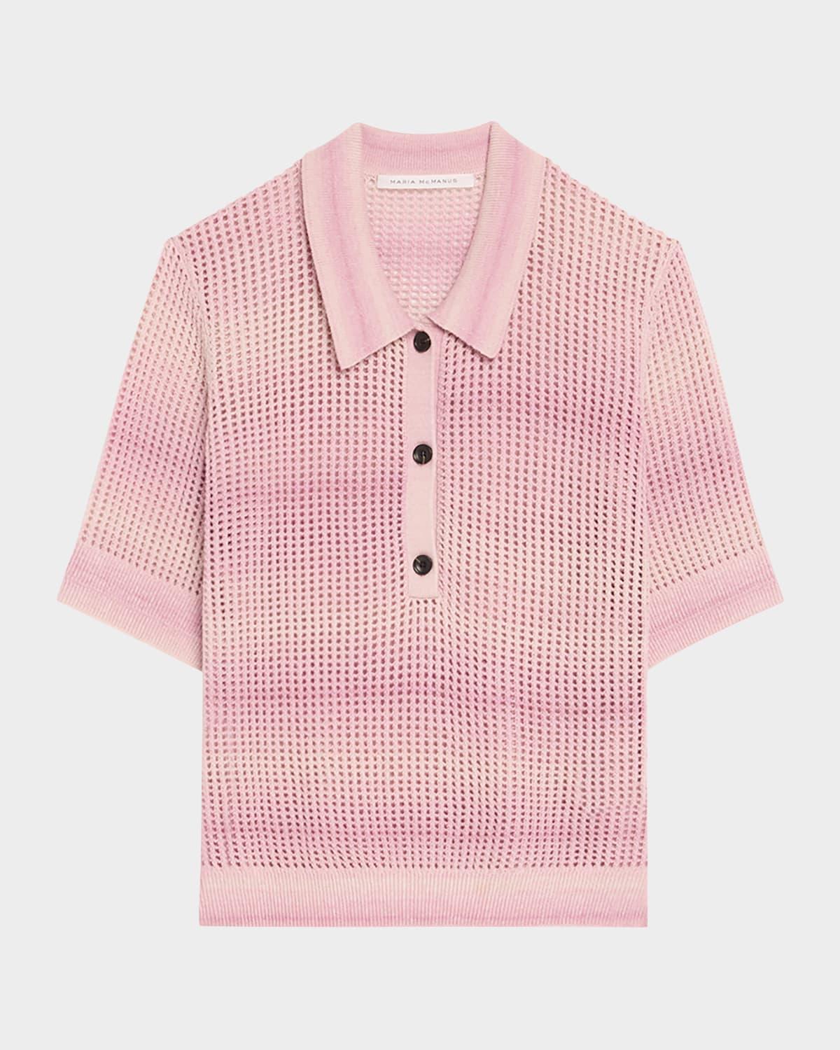 cashmere mesh shrunken polo shirt