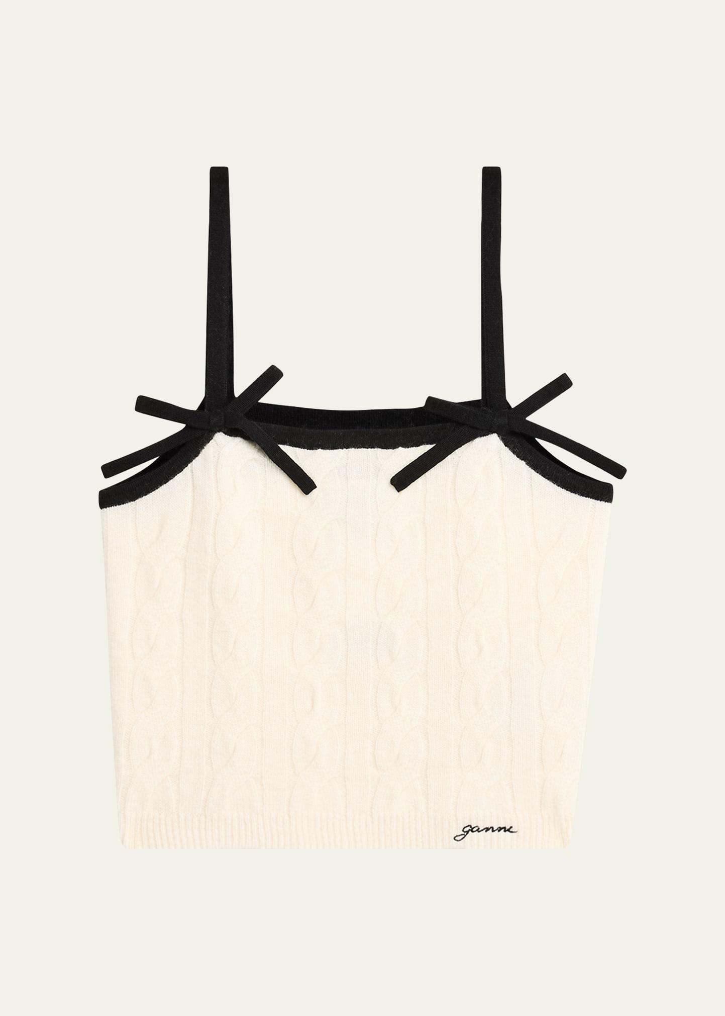 cashmere mix bow strap top