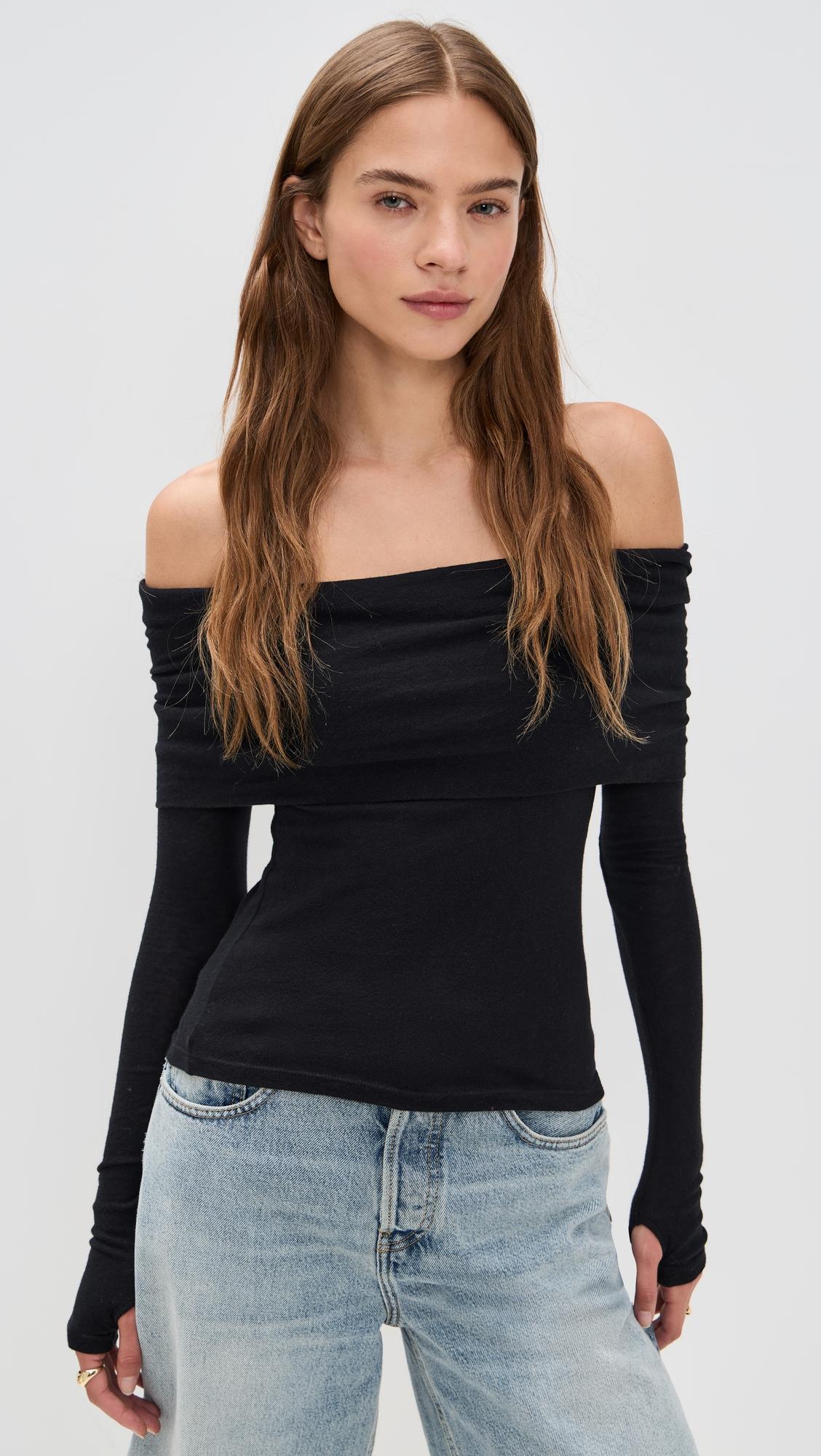 cashmere off-shoulder top