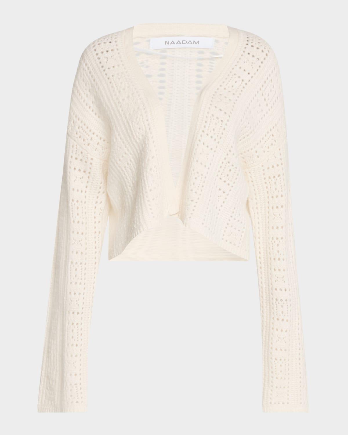 cashmere open-stitch crop cardigan