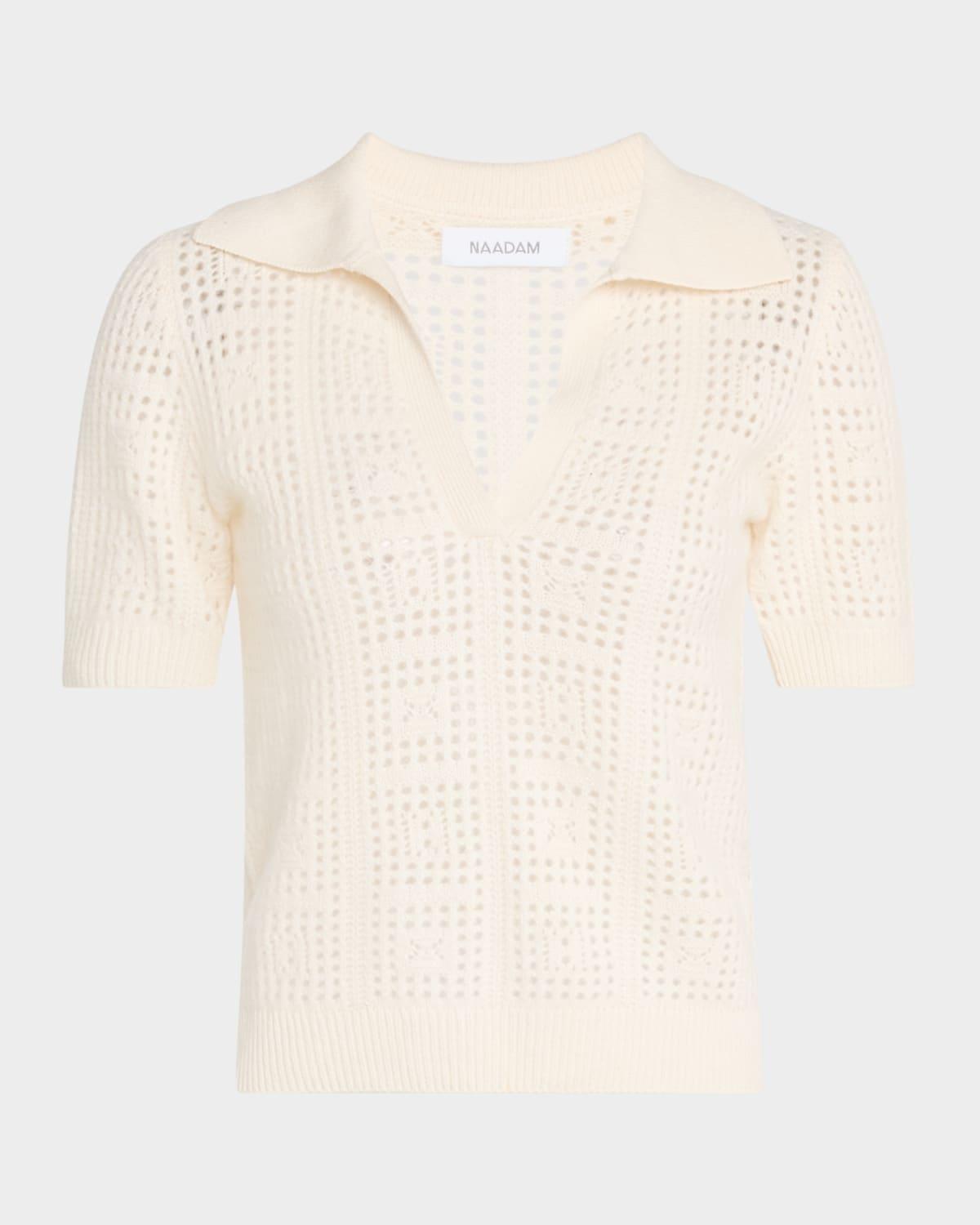 cashmere open-stitch polo