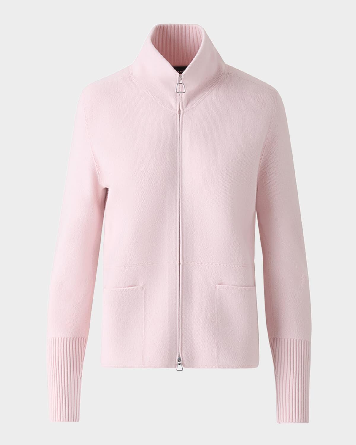 cashmere pique knit zip cardigan