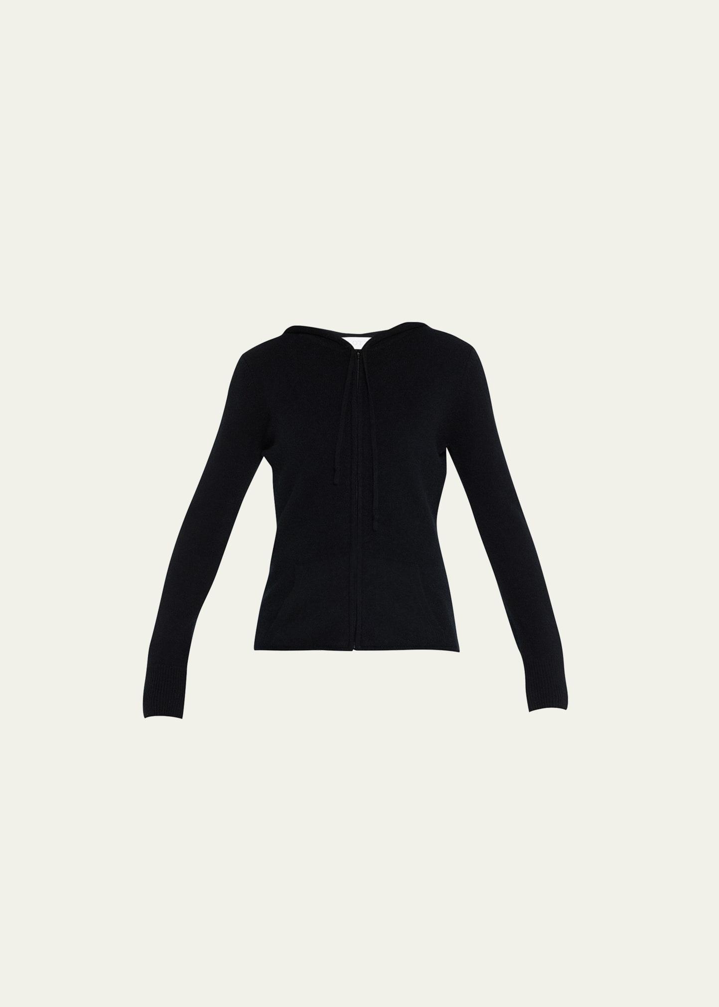 cashmere racer stripe zip-front hoodie