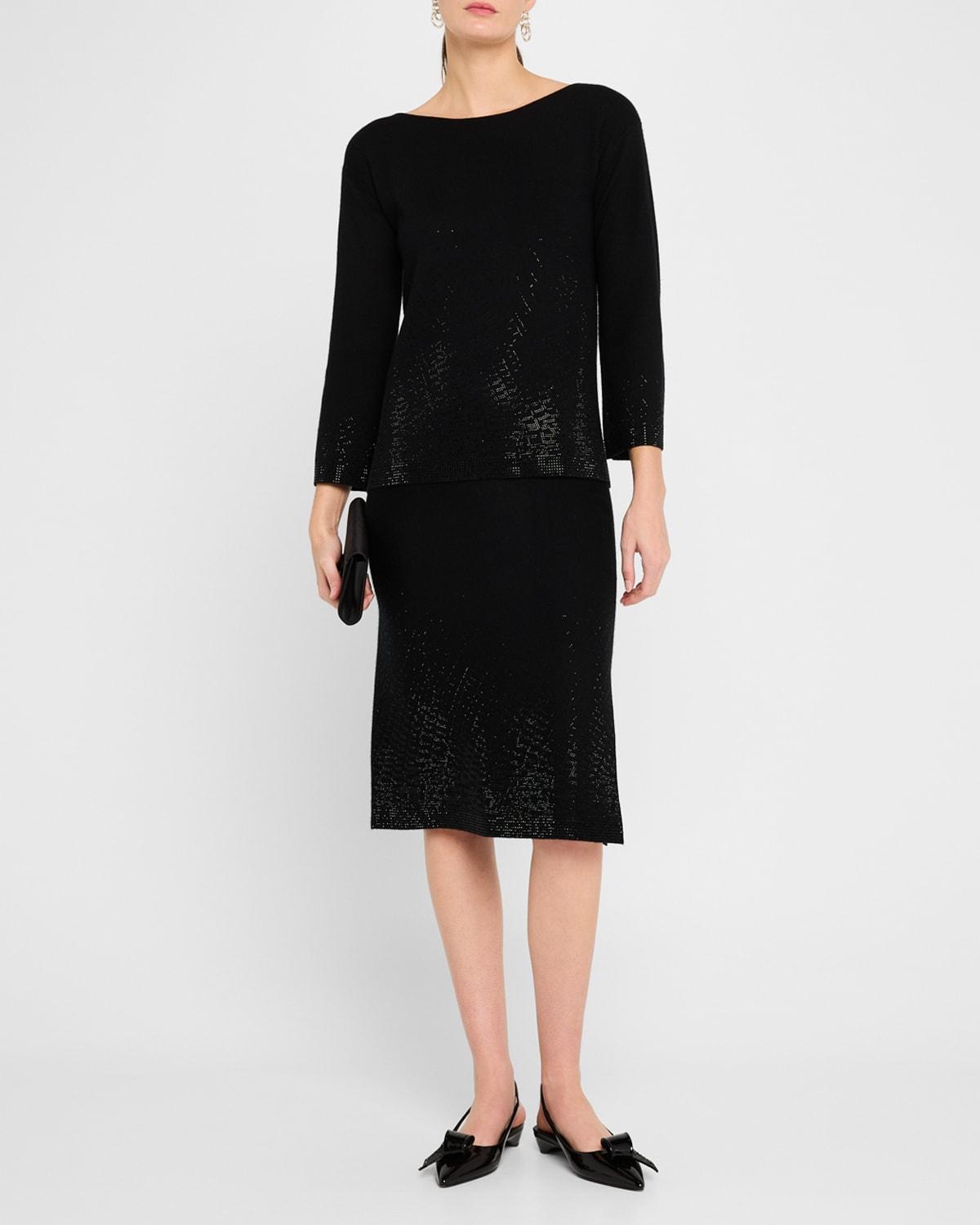 cashmere rhinestone-embellished pencil skirt