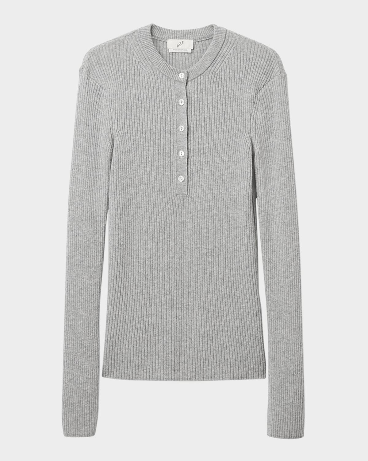 cashmere rib henley sweater