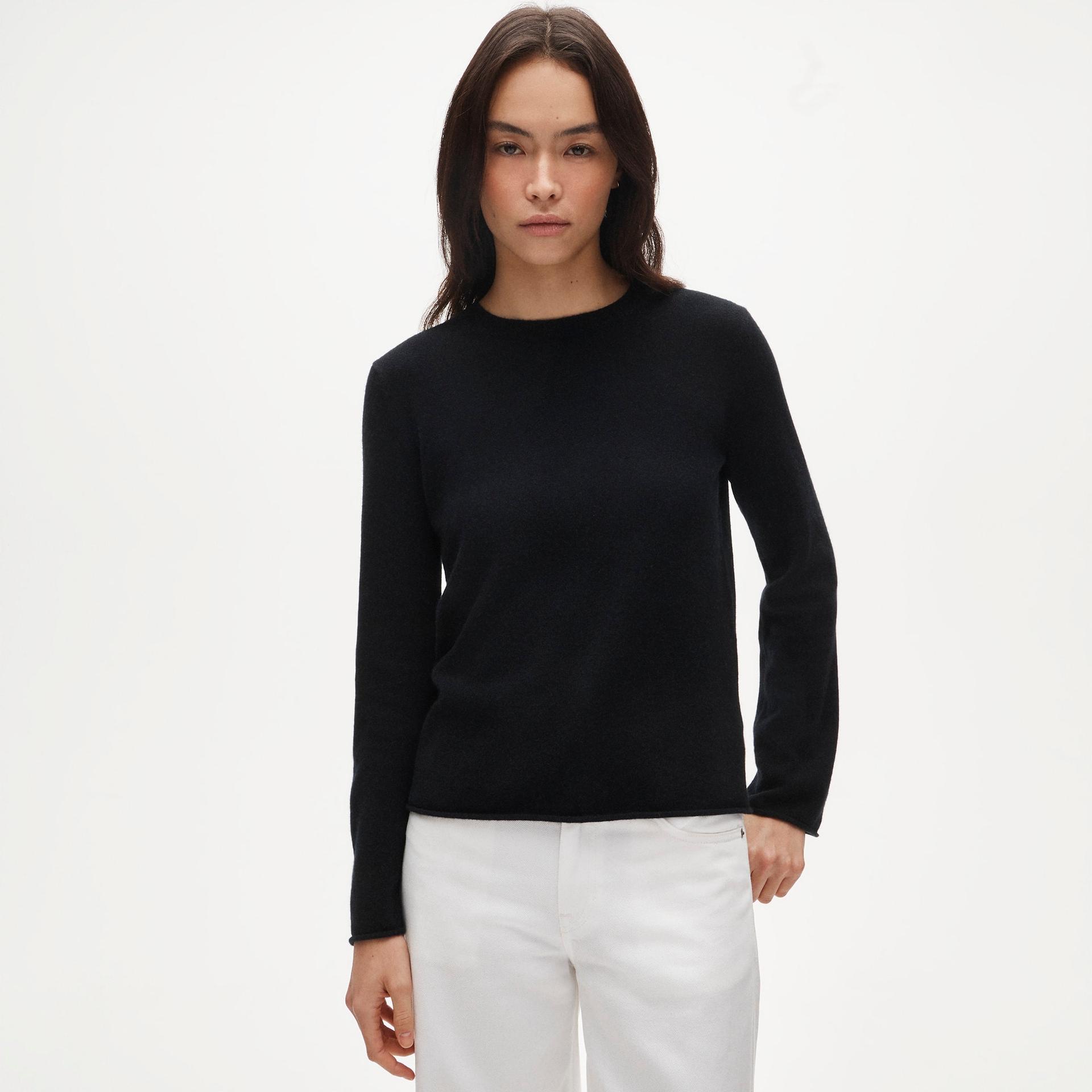 cashmere rolled-hem crewneck sweater