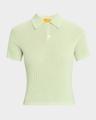 cashmere short-sleeve shrunken polo sweater